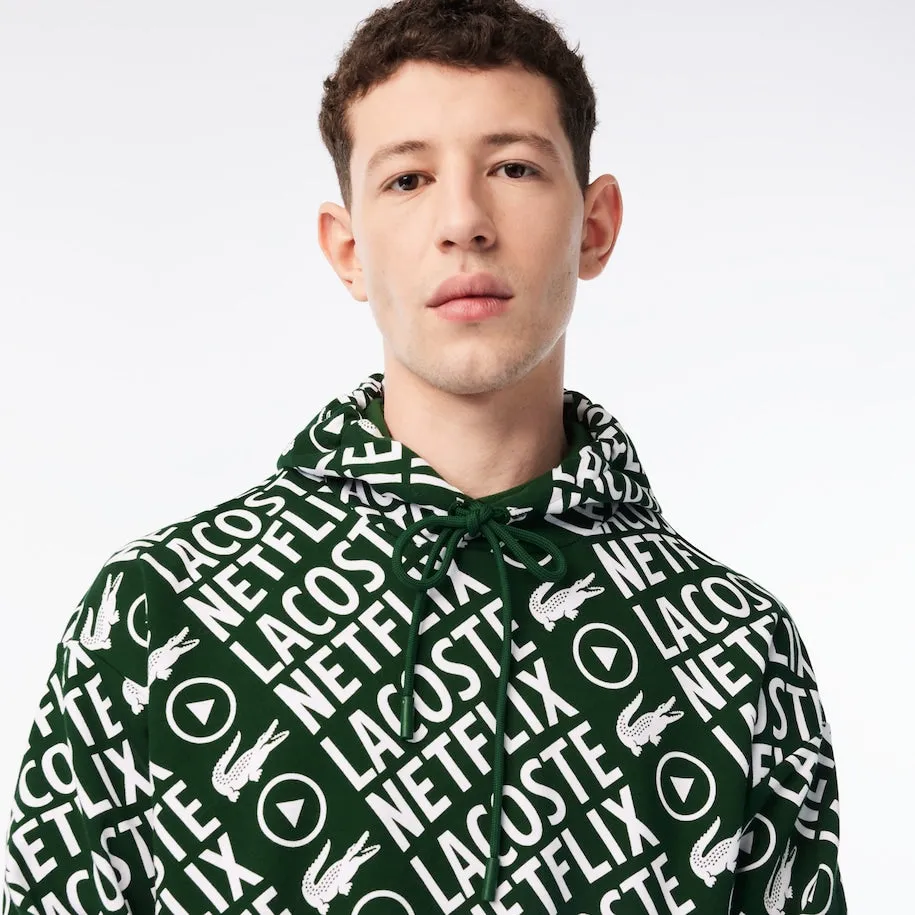 Men's Lacoste x Netflix Loose Fit Organic Cotton Sweatshirt Green/White