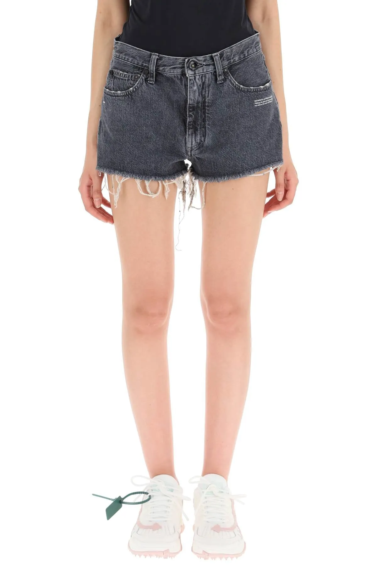Off-White Frayed Edge Denim Shorts