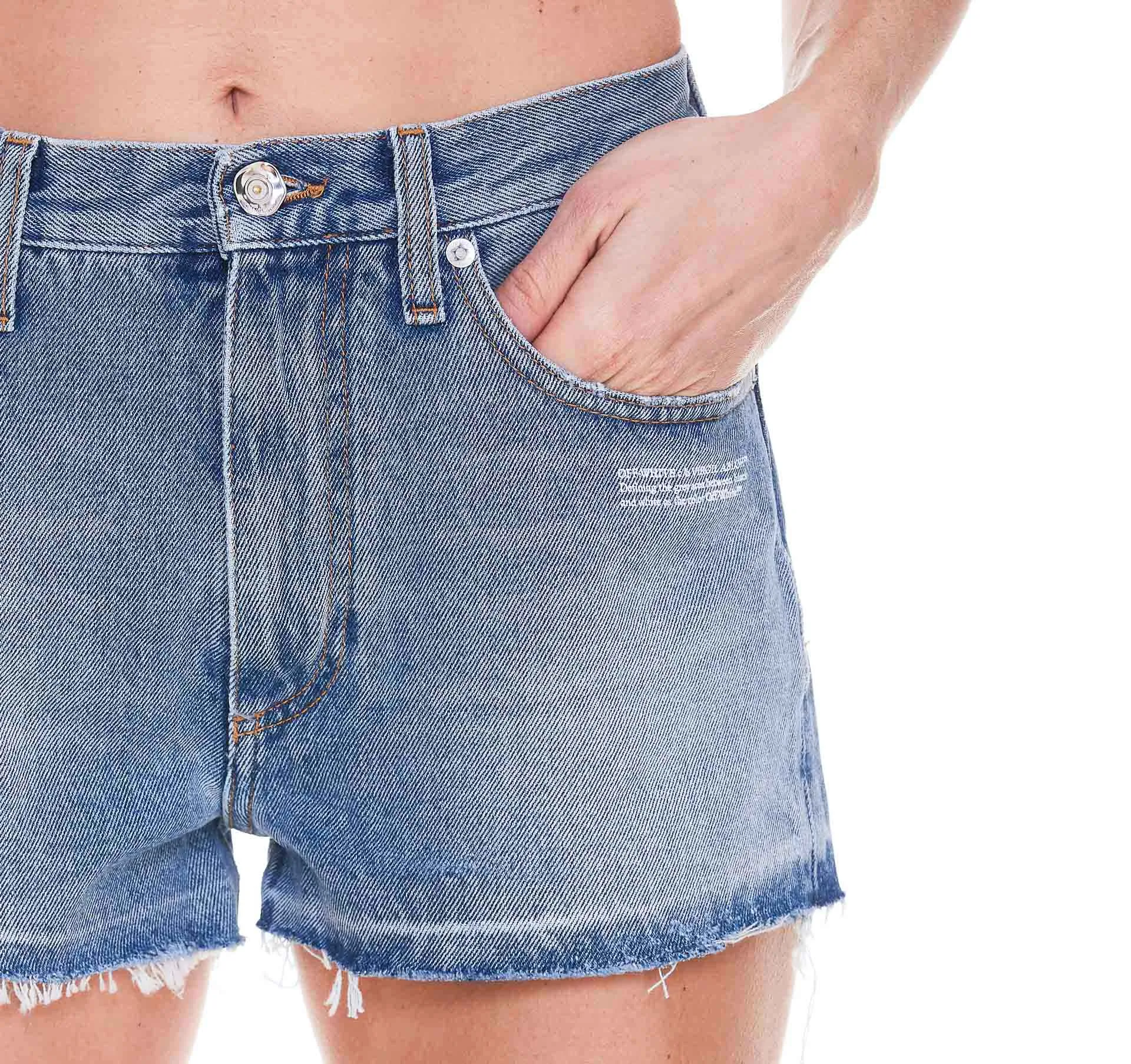 Off-White Frayed-Hem Denim Shorts