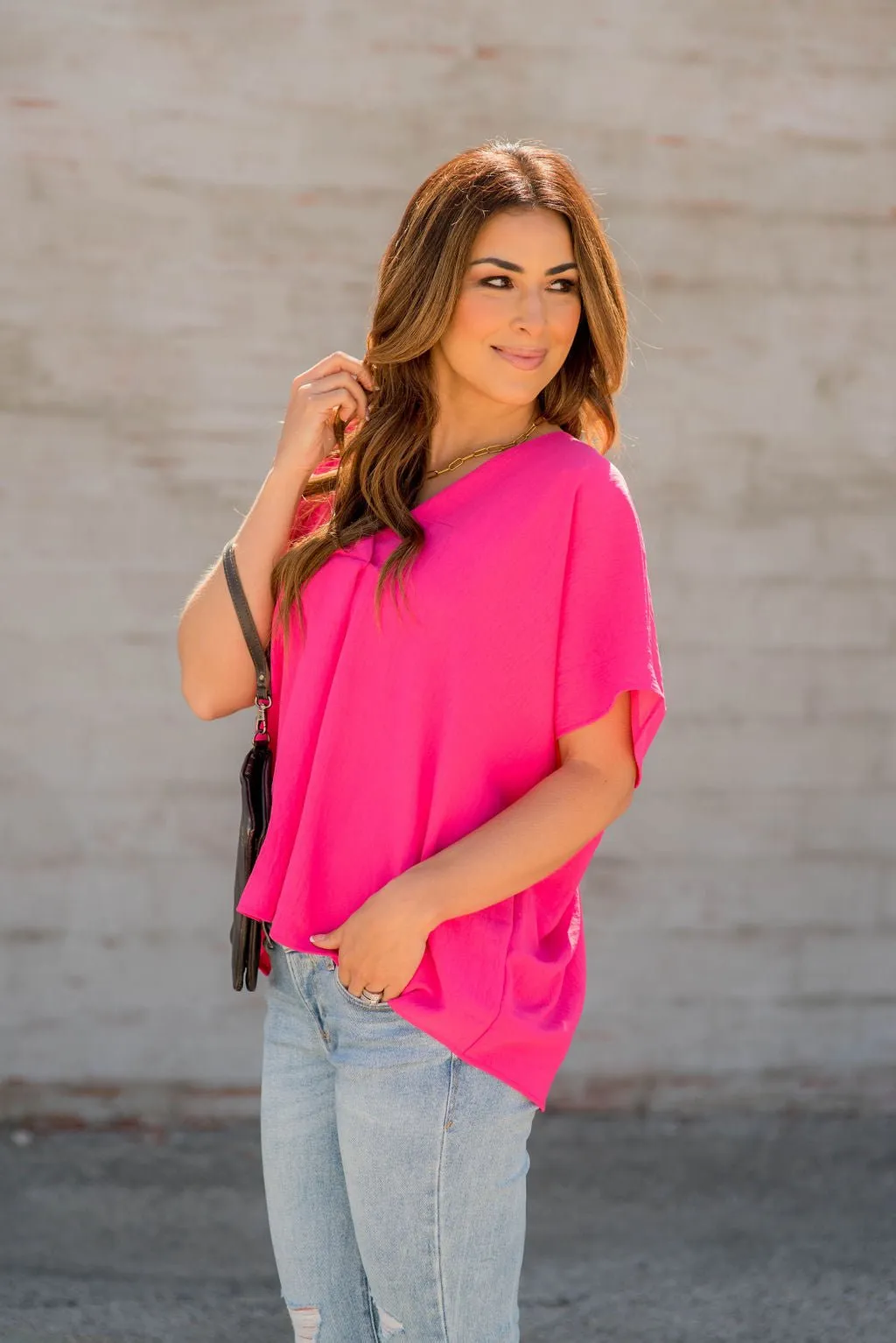 Oversized Relaxed V Blouse