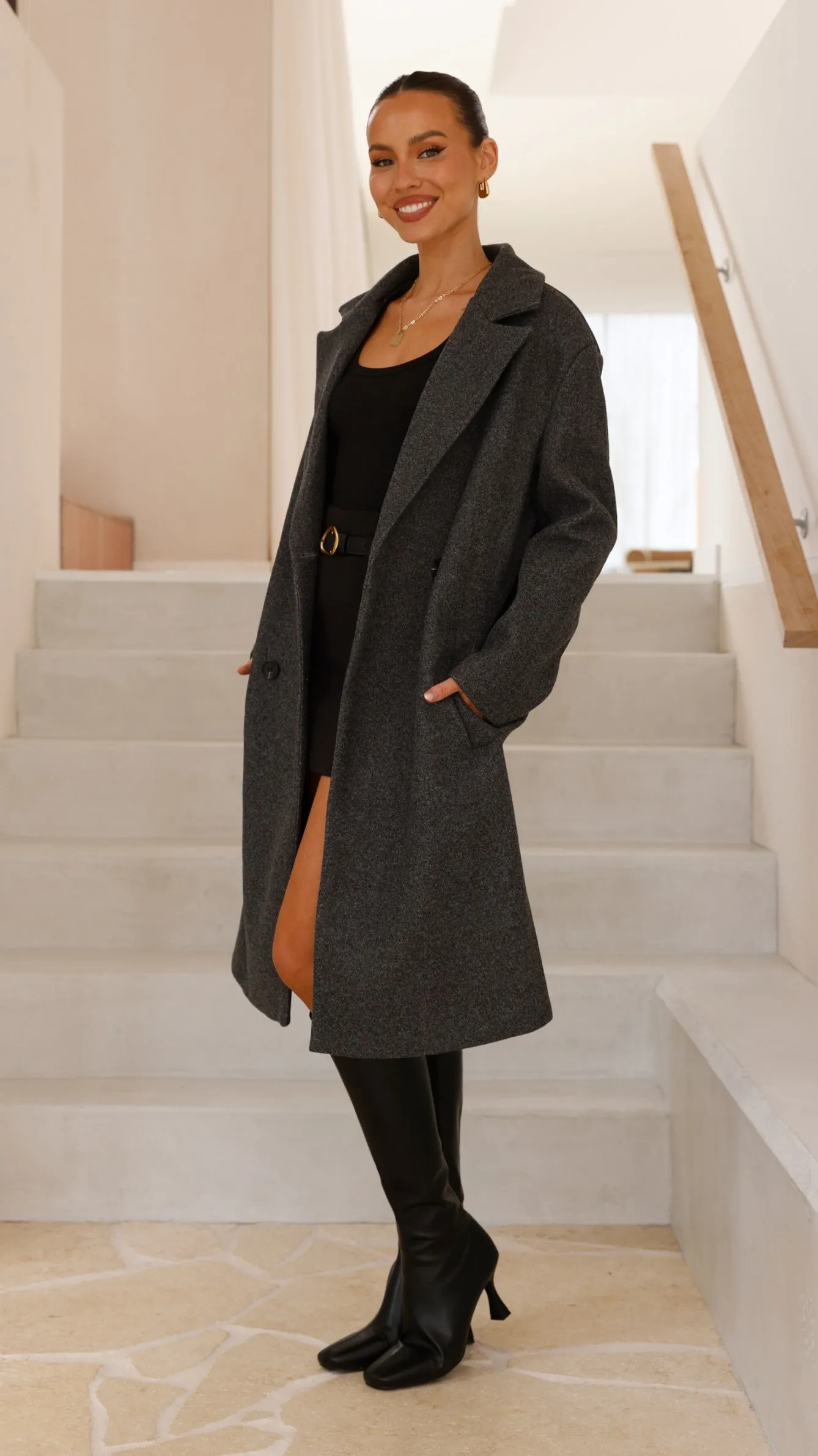 Pamela Longline Coat - Charcoal