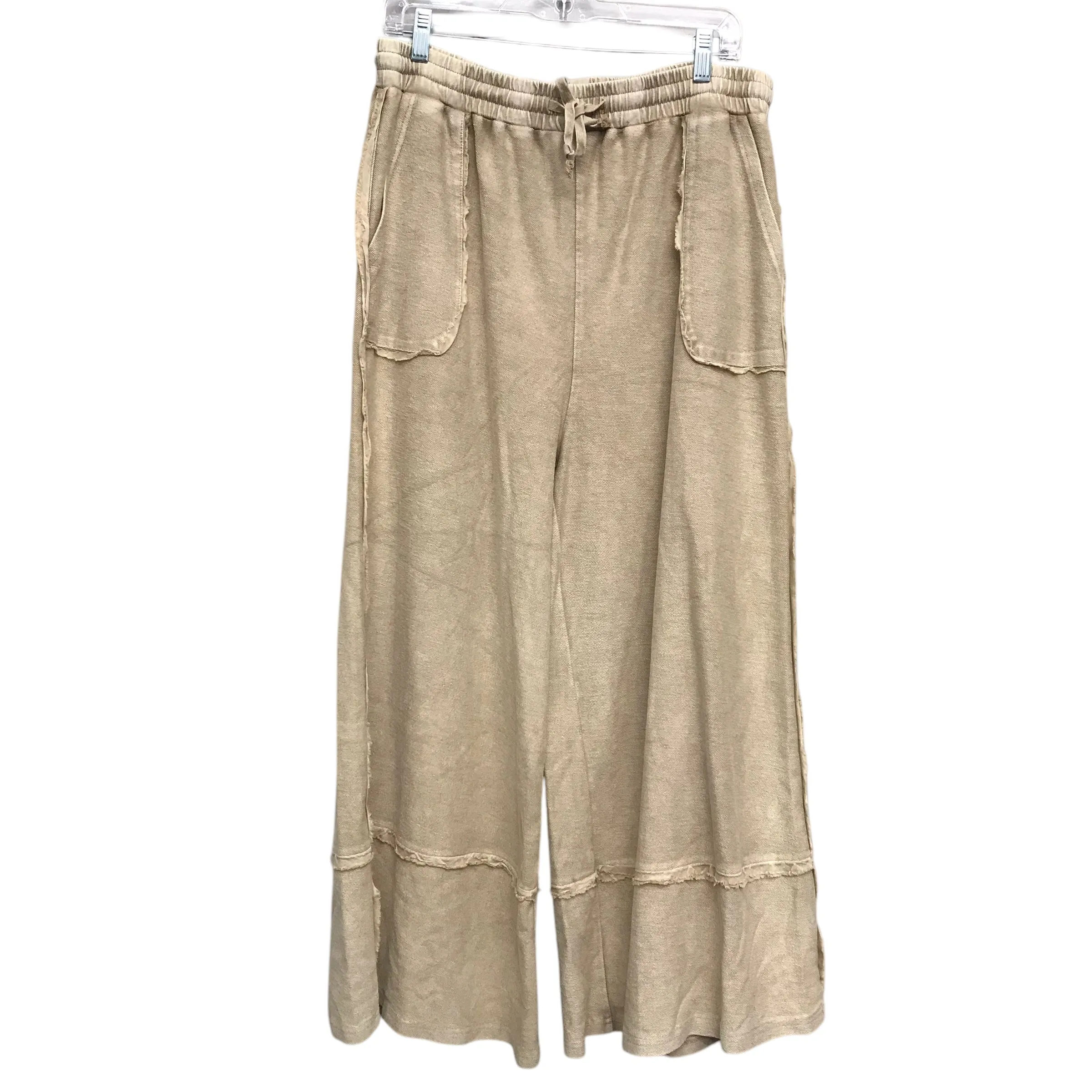 Pants Wide Leg By Easel In Tan, Size:1X
