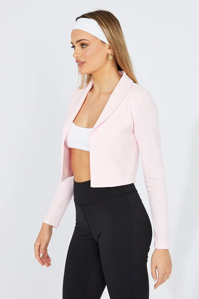 Pink Crop Jacket 3/4 Sleeve