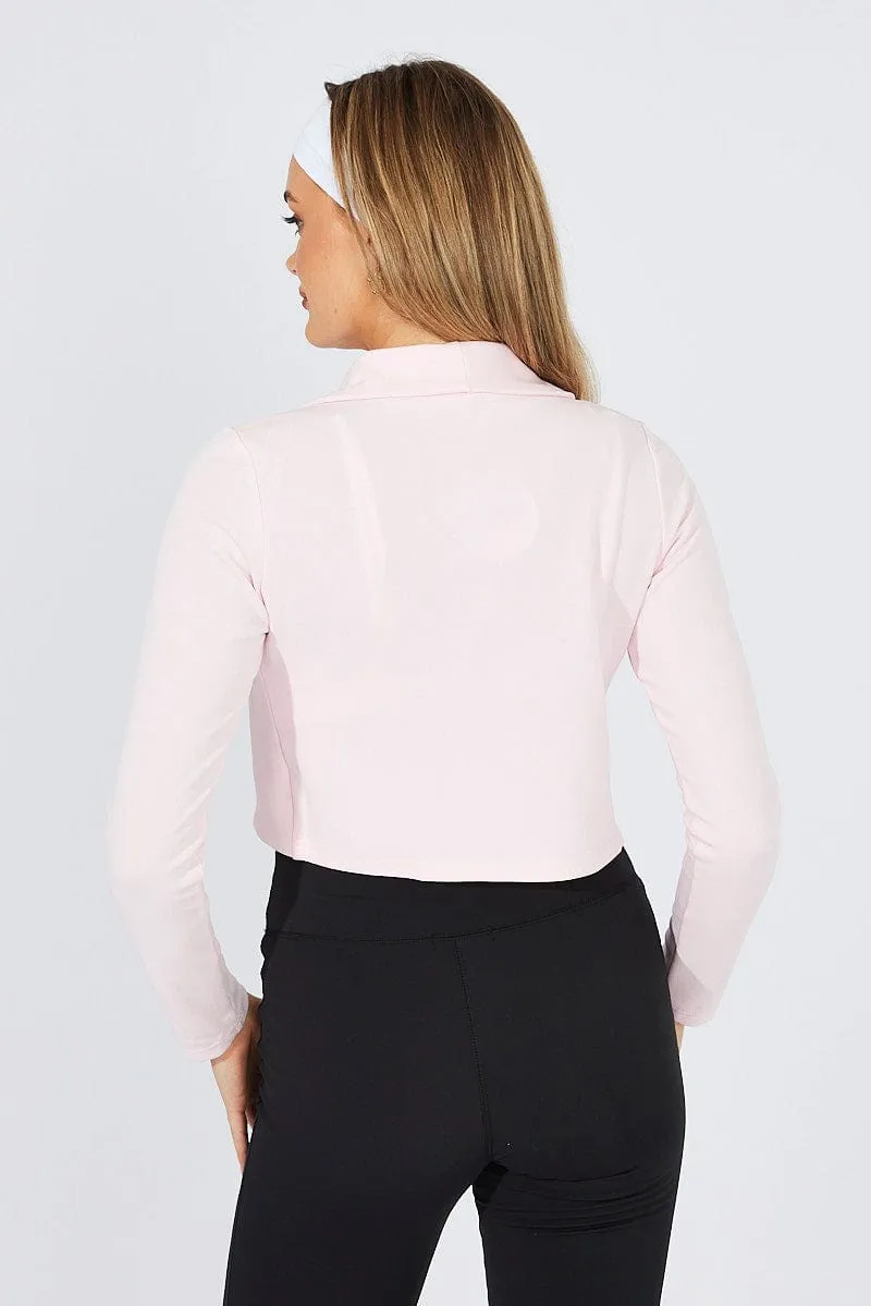 Pink Crop Jacket 3/4 Sleeve