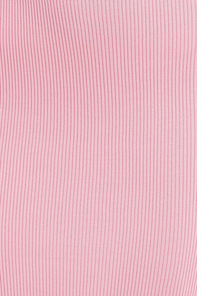 Pink Slit Knit Midi Skirt