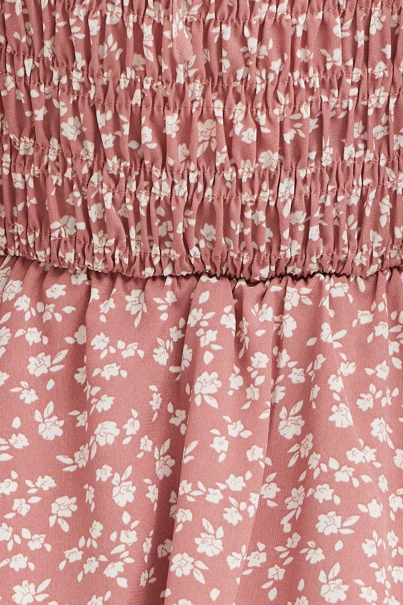 Print Playsuit Short Sleeve Square Neck