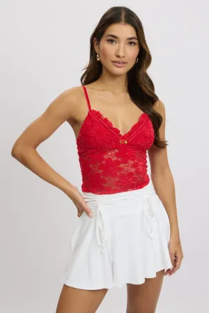 Red Singlet Top Lace