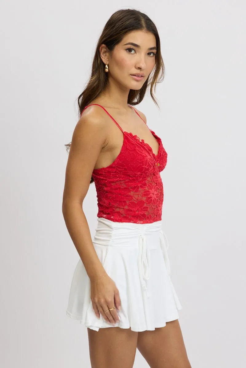 Red Singlet Top Lace