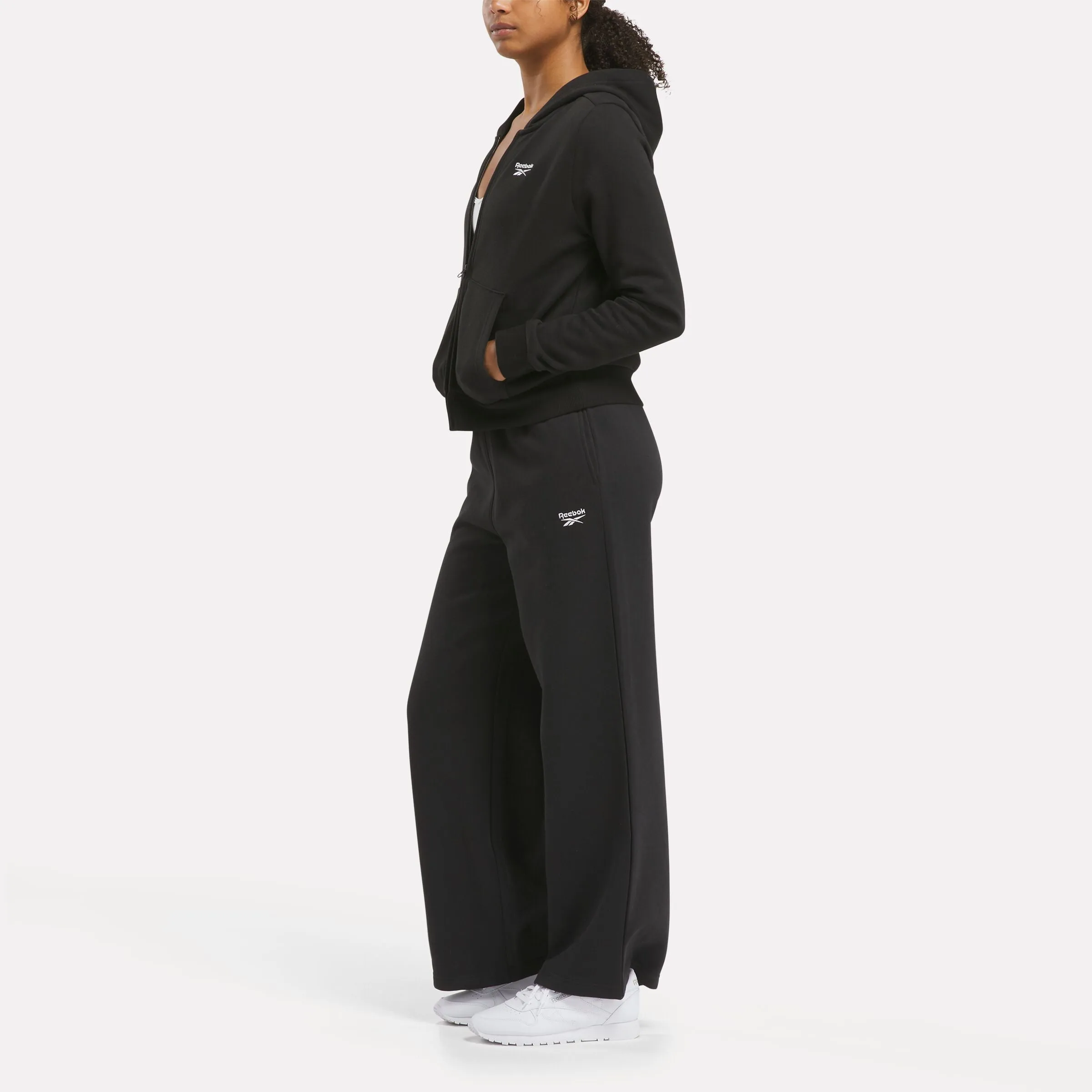 Reebok Identity Small Logo Fleece Wide Leg Pants Black