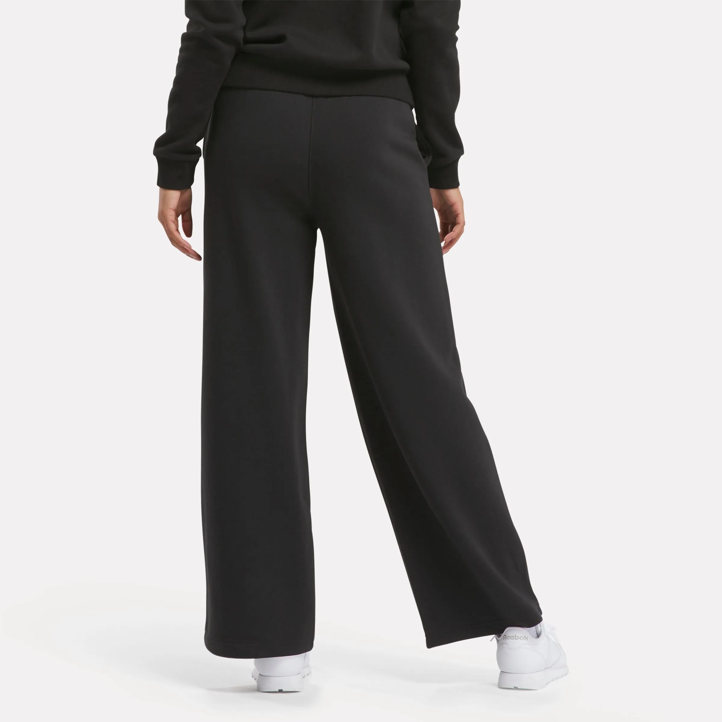 Reebok Identity Small Logo Fleece Wide Leg Pants Black