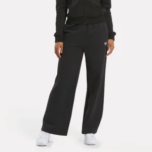 Reebok Identity Small Logo Fleece Wide Leg Pants Black