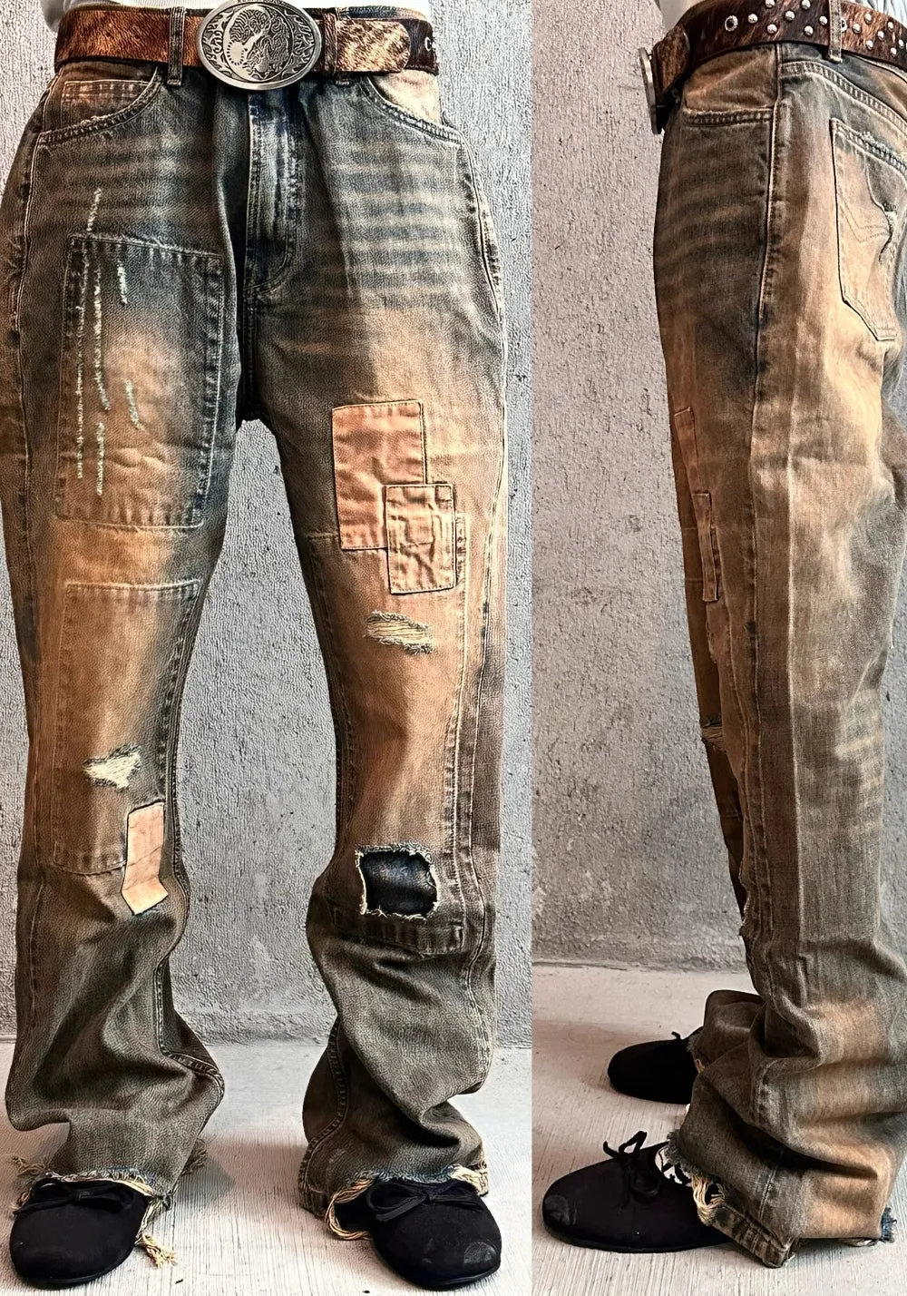REGEN ZONE丨"RIOT" Boro Distressed Patchwork Pants
