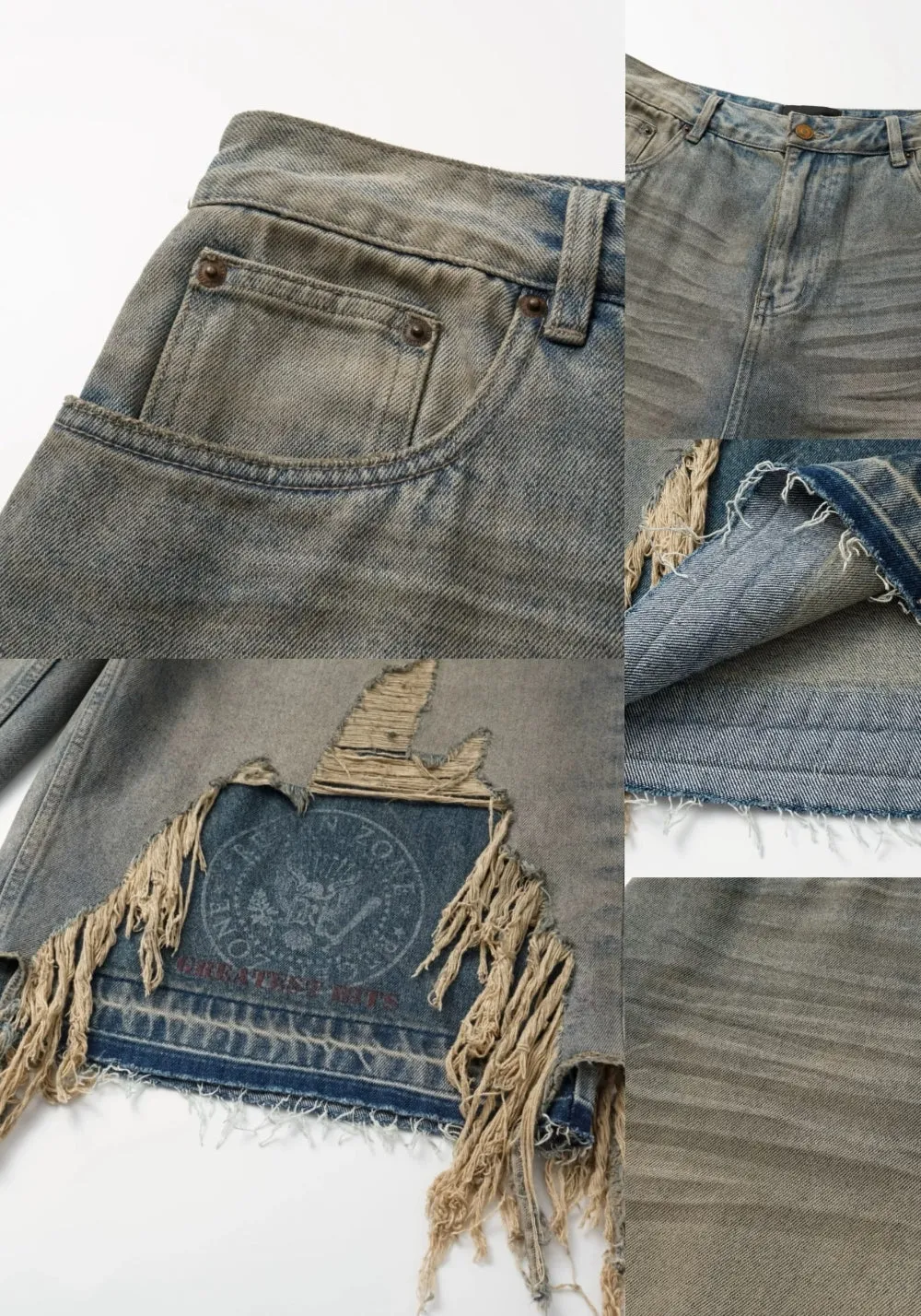 REGEN ZONE丨"RIOT" Samurai Distressed Patchwork Cropped Pants