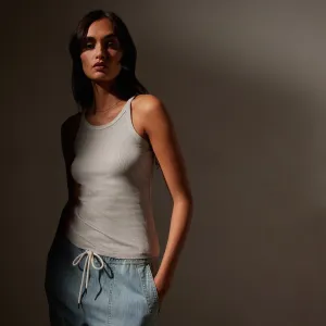 Ribbed High Neck Cami - Salt Pigment