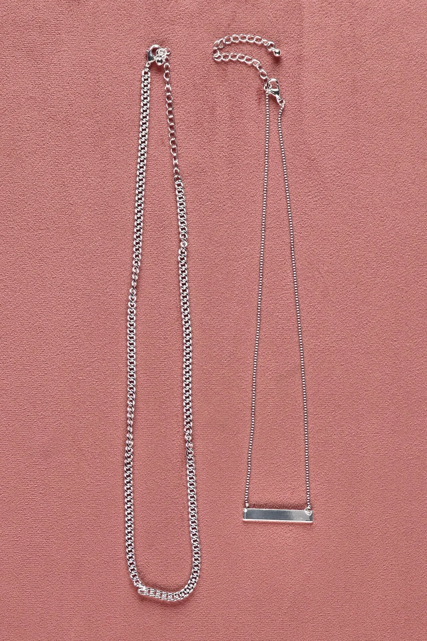 Shine On Label Bar Chain Necklace Silver
