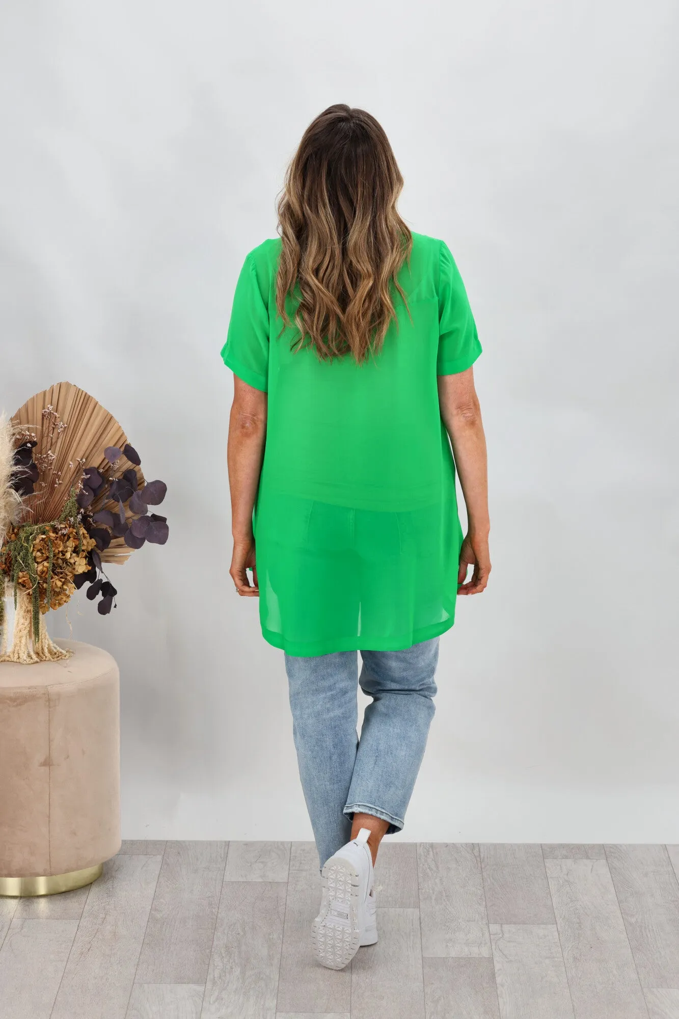 Shine On Label Bridgette Hi Lo Chiffon Top Green