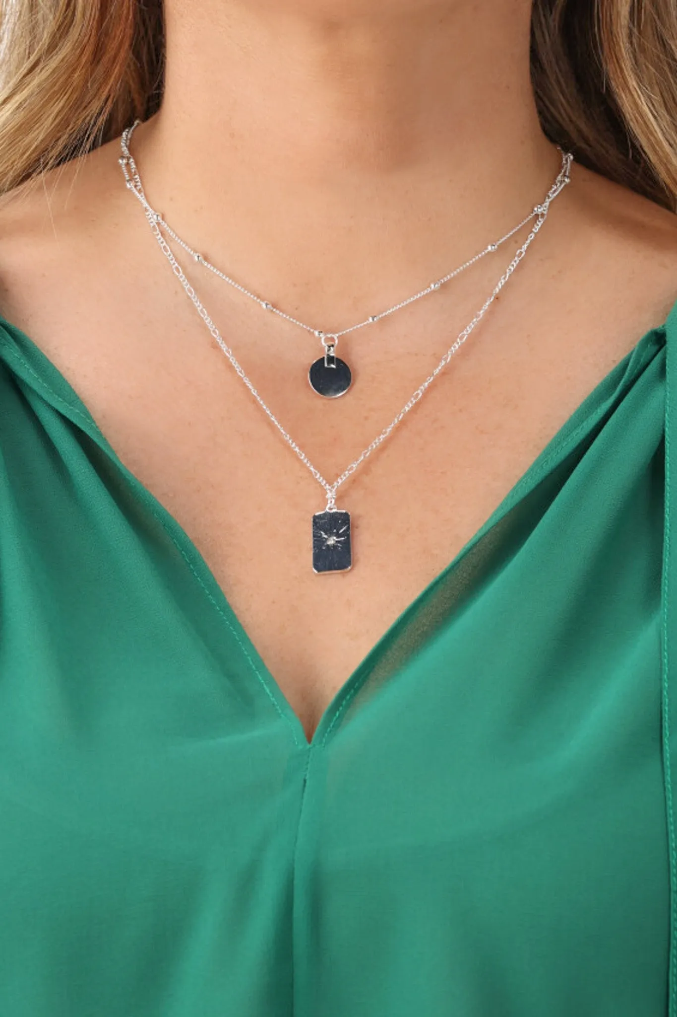 Shine On Label Starburst Necklace Silver
