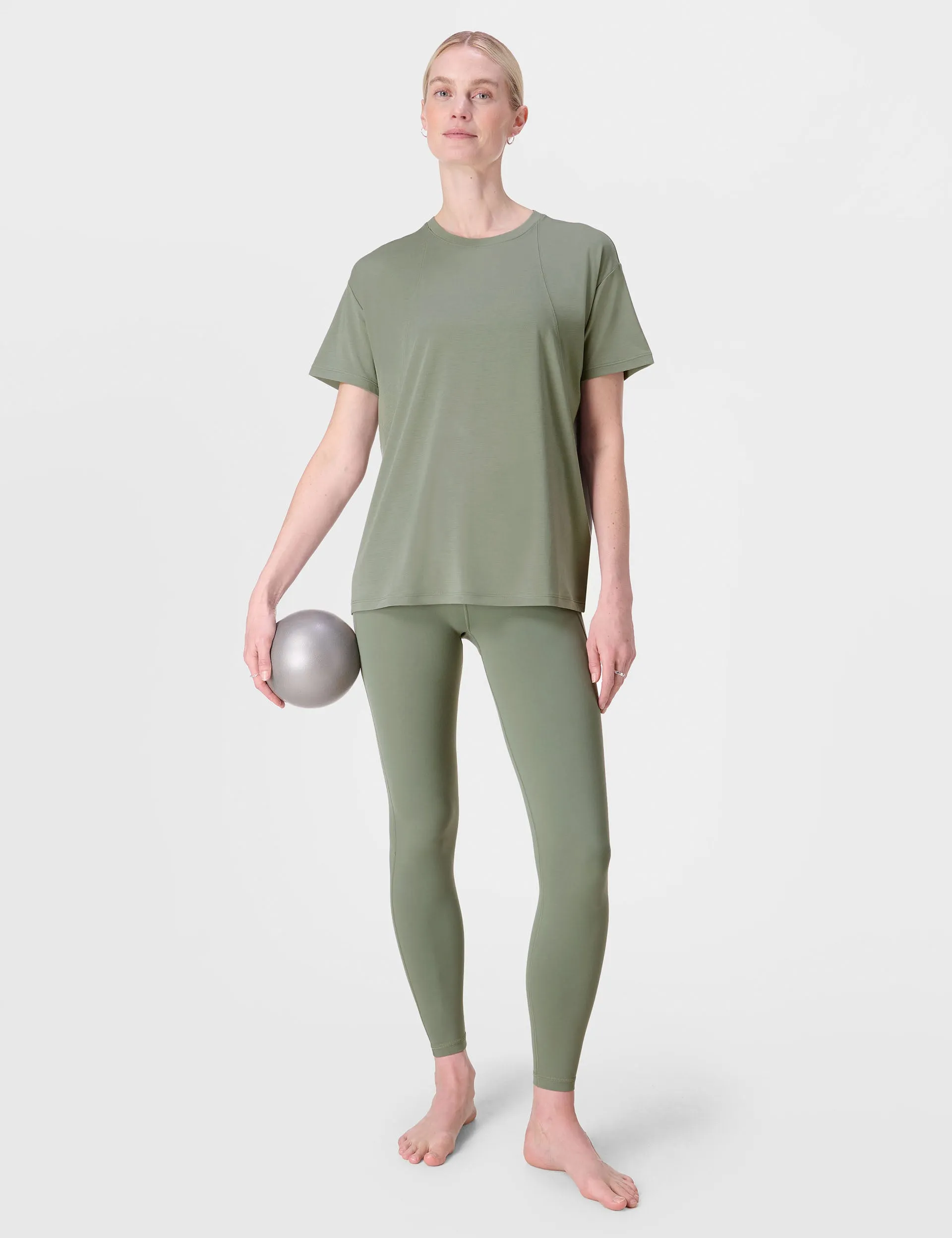 Soft Flow Studio Wrap Back T-Shirt - Willow Green