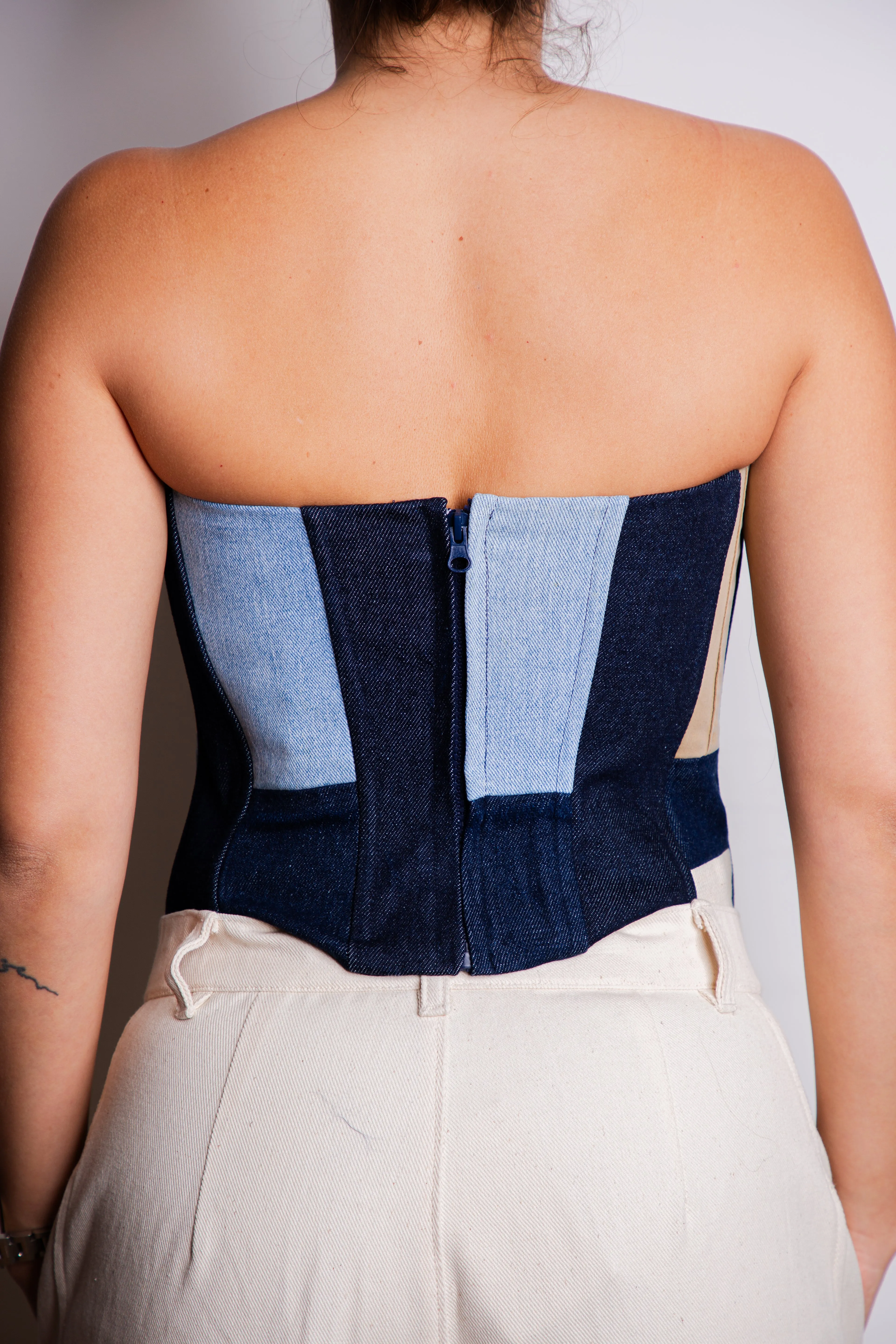 Strapless Denim Corset