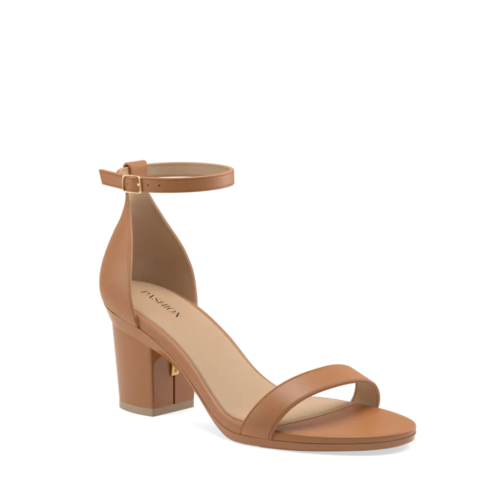 The Pashionista - Whiskey Leather   Block Heel Kit 3 Whiskey - FINAL SALE