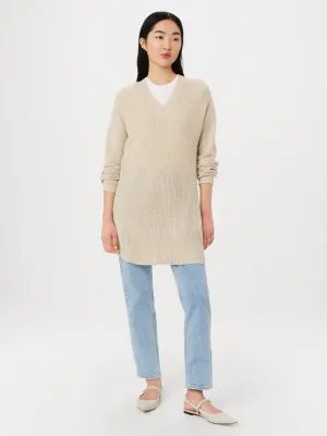 The V Neck Sweater Dress in Cream