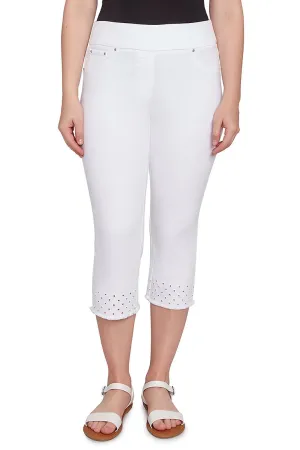 Tinted Tides Denim Eyelet Capri Pant