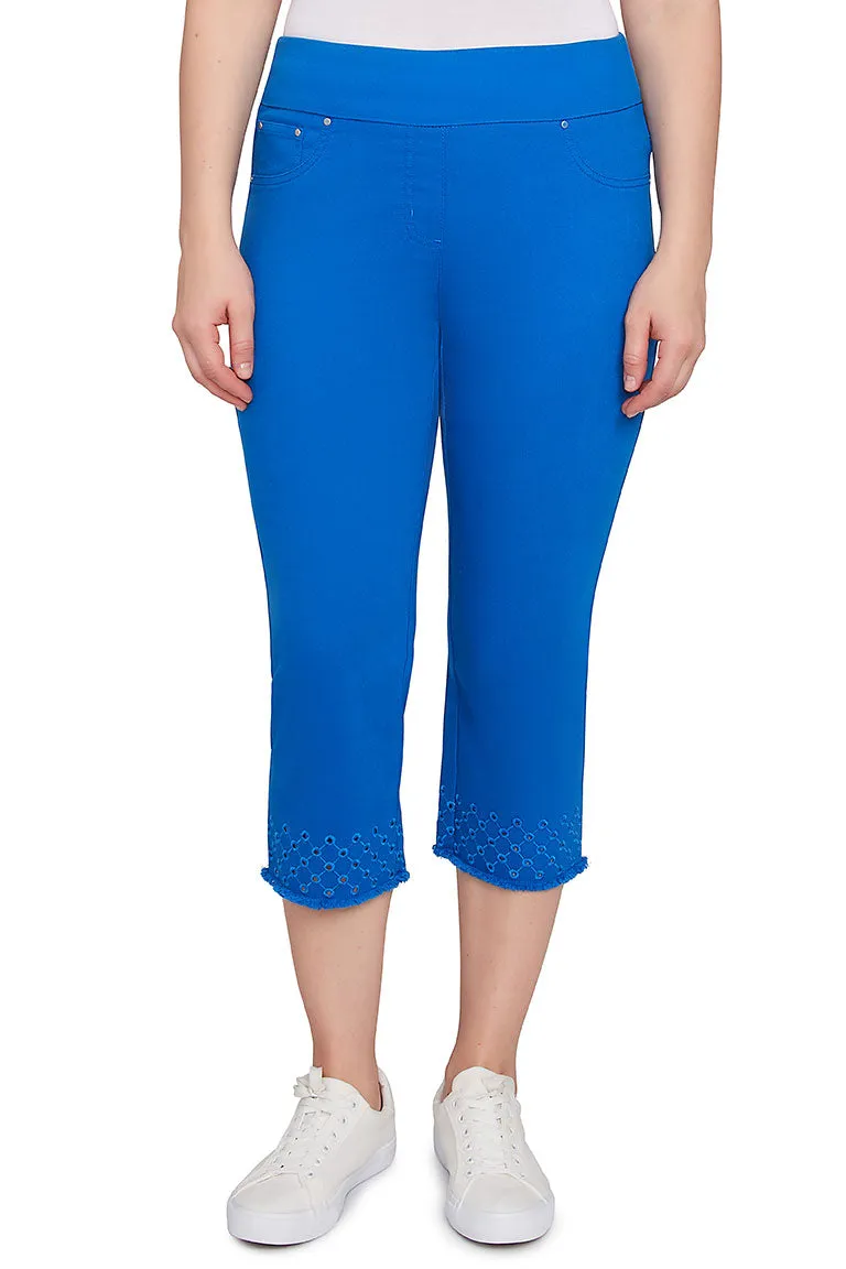 Tinted Tides Denim Eyelet Capri Pant