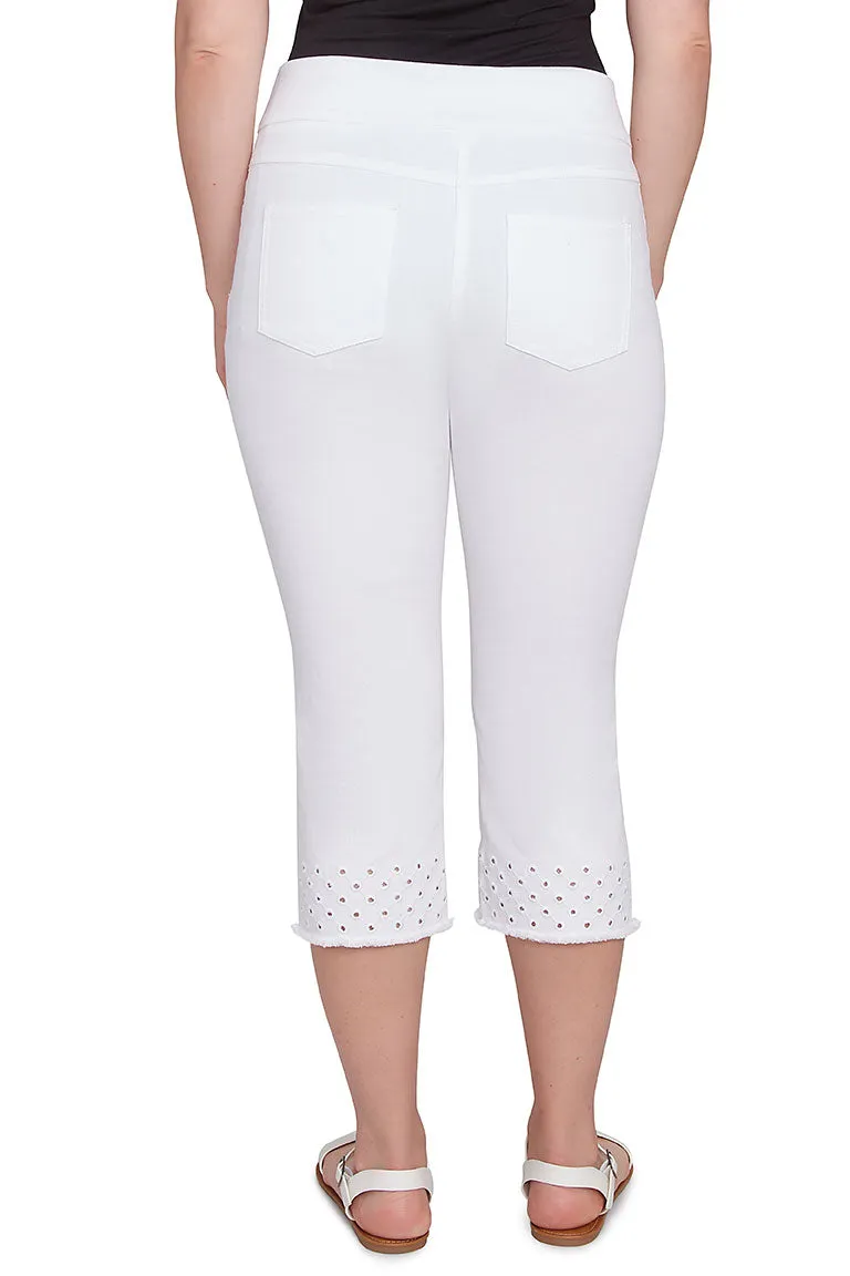 Tinted Tides Denim Eyelet Capri Pant
