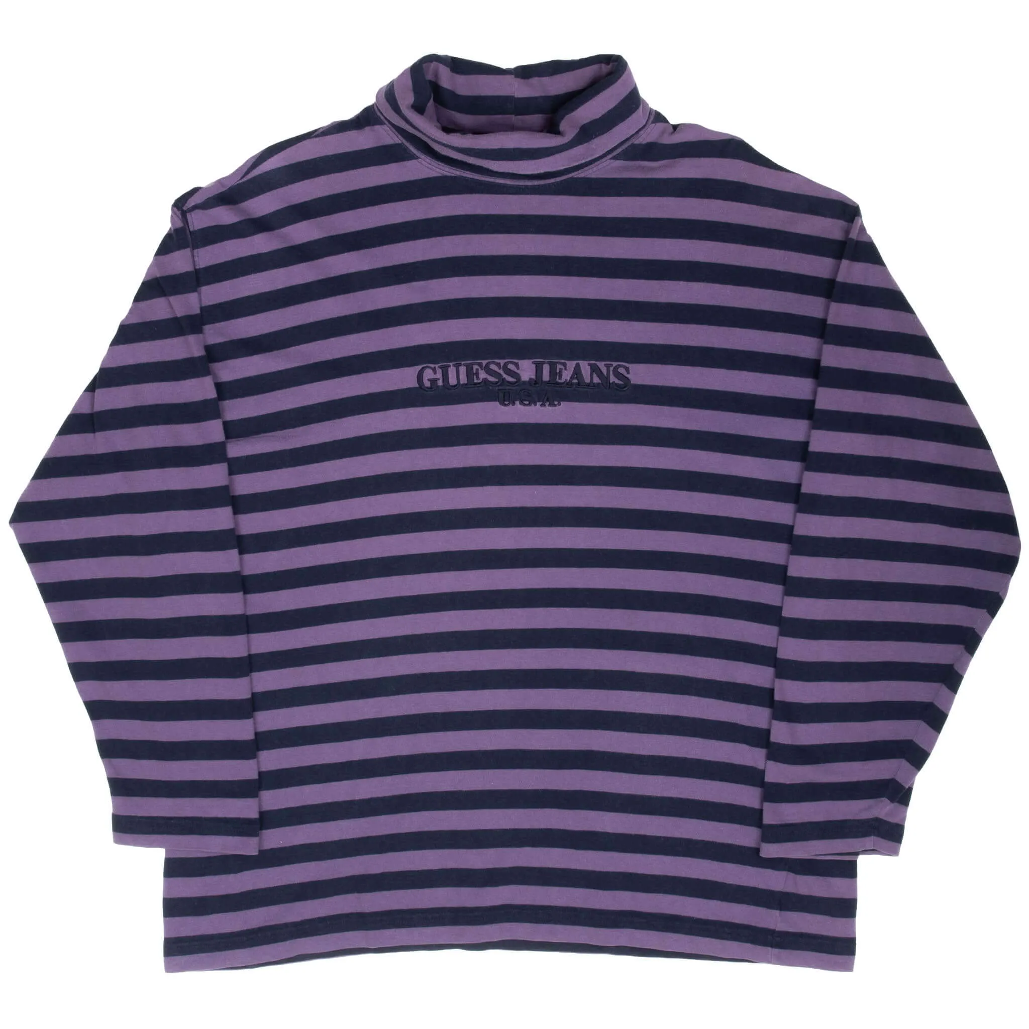 VINTAGE GUESS JEANS USA STRIPED TURTLE NECK LONG SLEEVE SHIRT 1990S LARGE