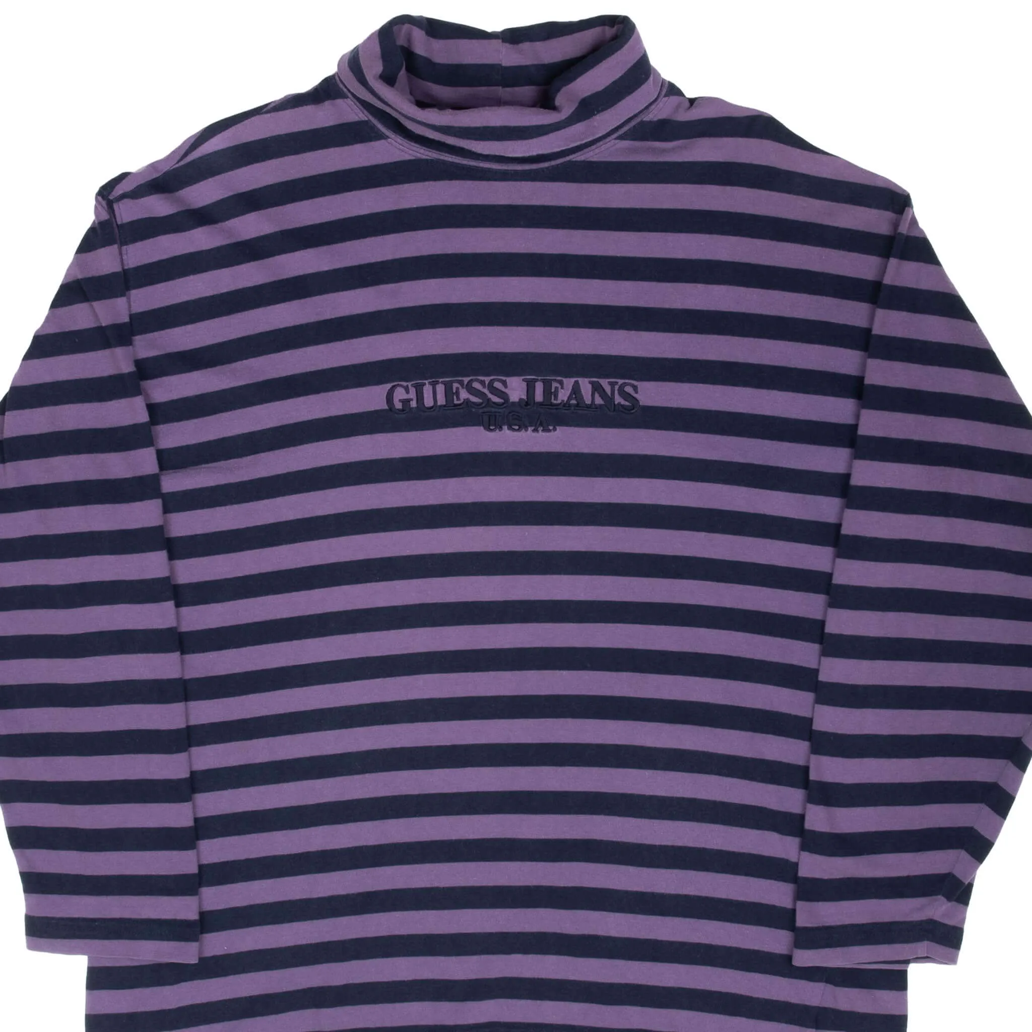 VINTAGE GUESS JEANS USA STRIPED TURTLE NECK LONG SLEEVE SHIRT 1990S LARGE