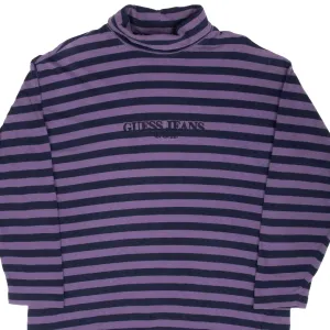 VINTAGE GUESS JEANS USA STRIPED TURTLE NECK LONG SLEEVE SHIRT 1990S LARGE