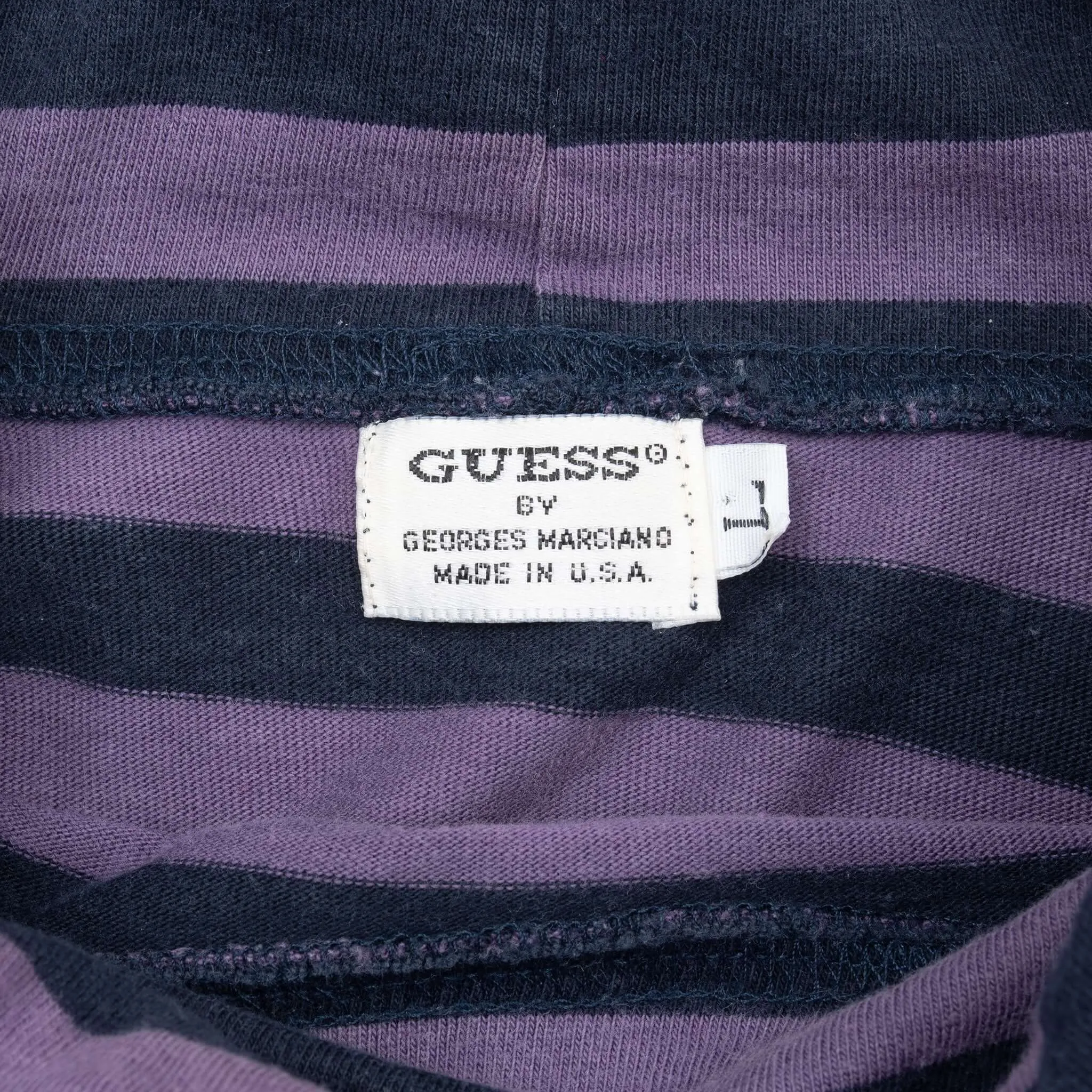 VINTAGE GUESS JEANS USA STRIPED TURTLE NECK LONG SLEEVE SHIRT 1990S LARGE