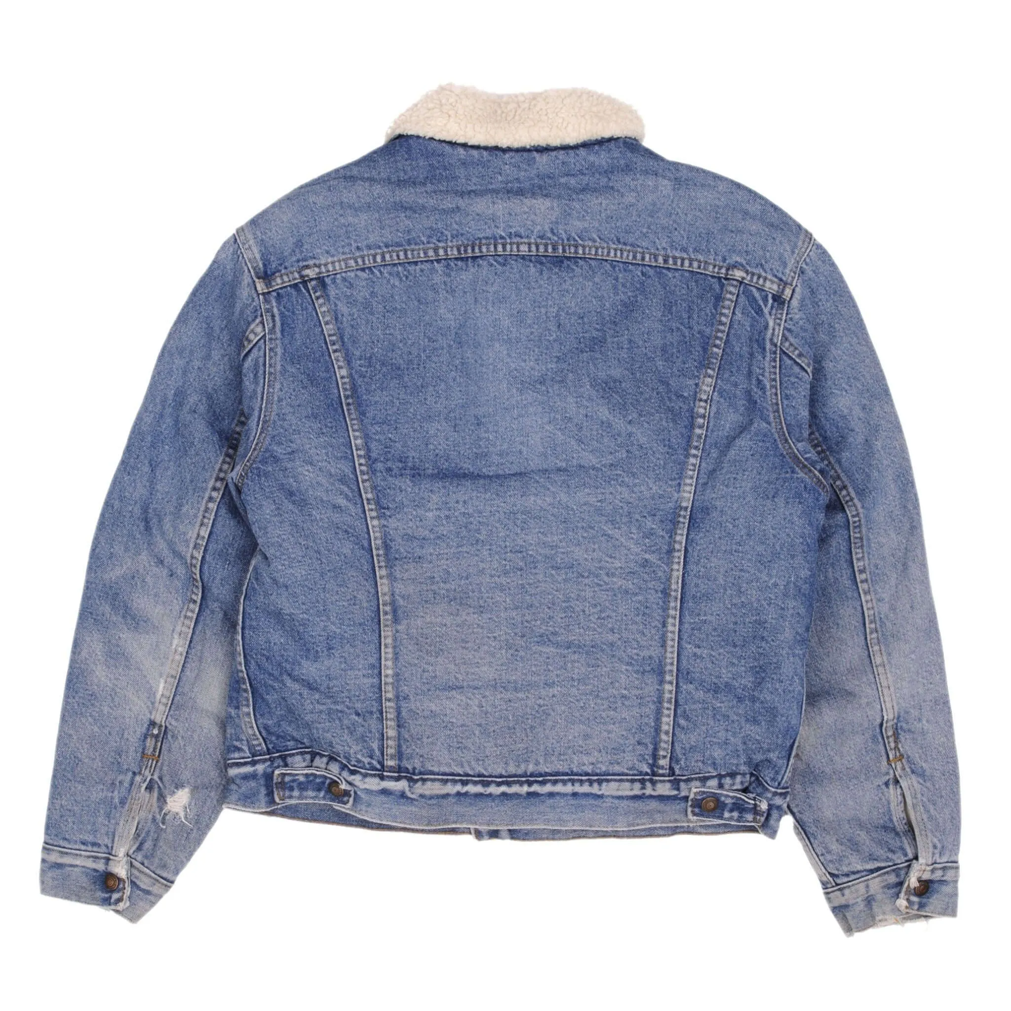 VINTAGE LEVIS SHERPA TRUCKER DENIM JACKET 2 POCKETS 1970S SIZE 44 MADE IN USA