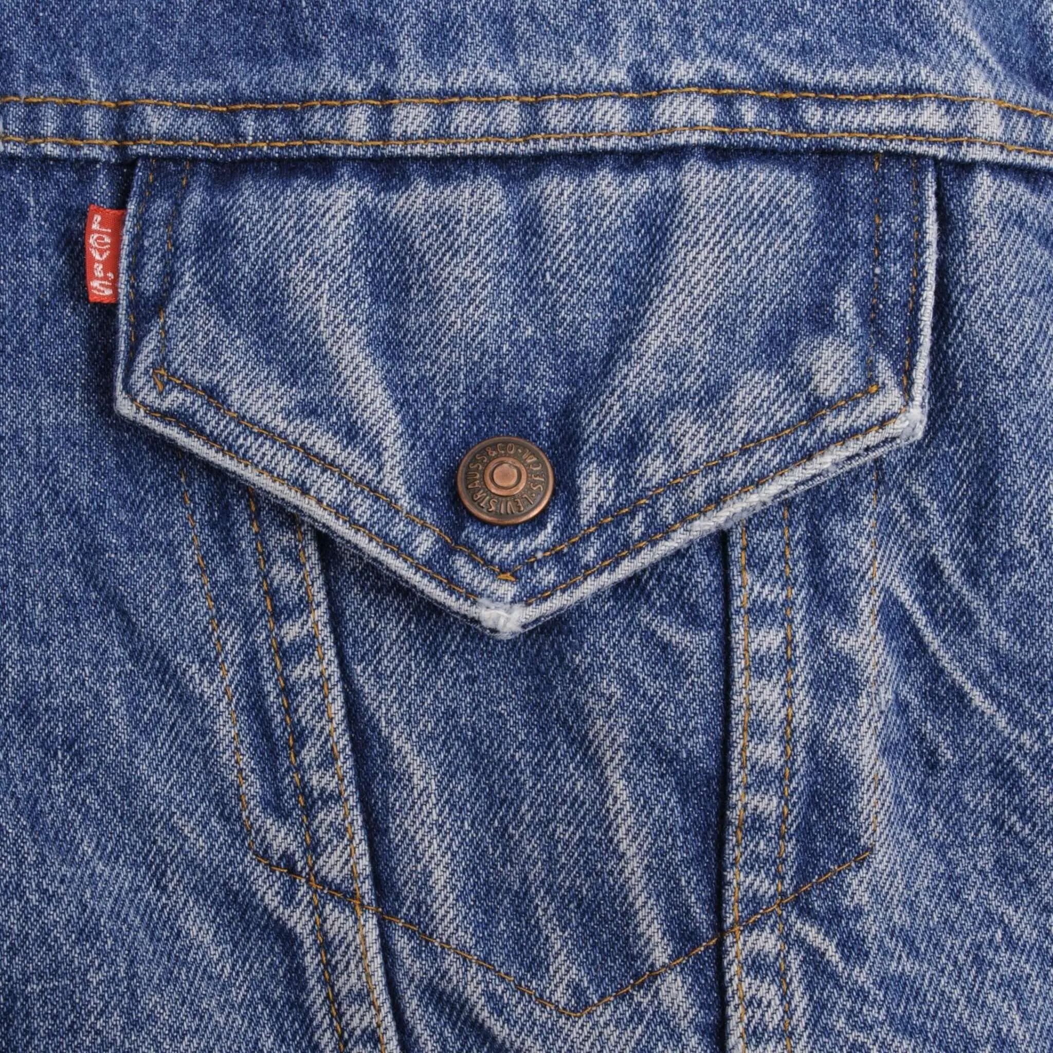 VINTAGE LEVIS SHERPA TRUCKER DENIM JACKET 2 POCKETS 1970S SIZE 44 MADE IN USA