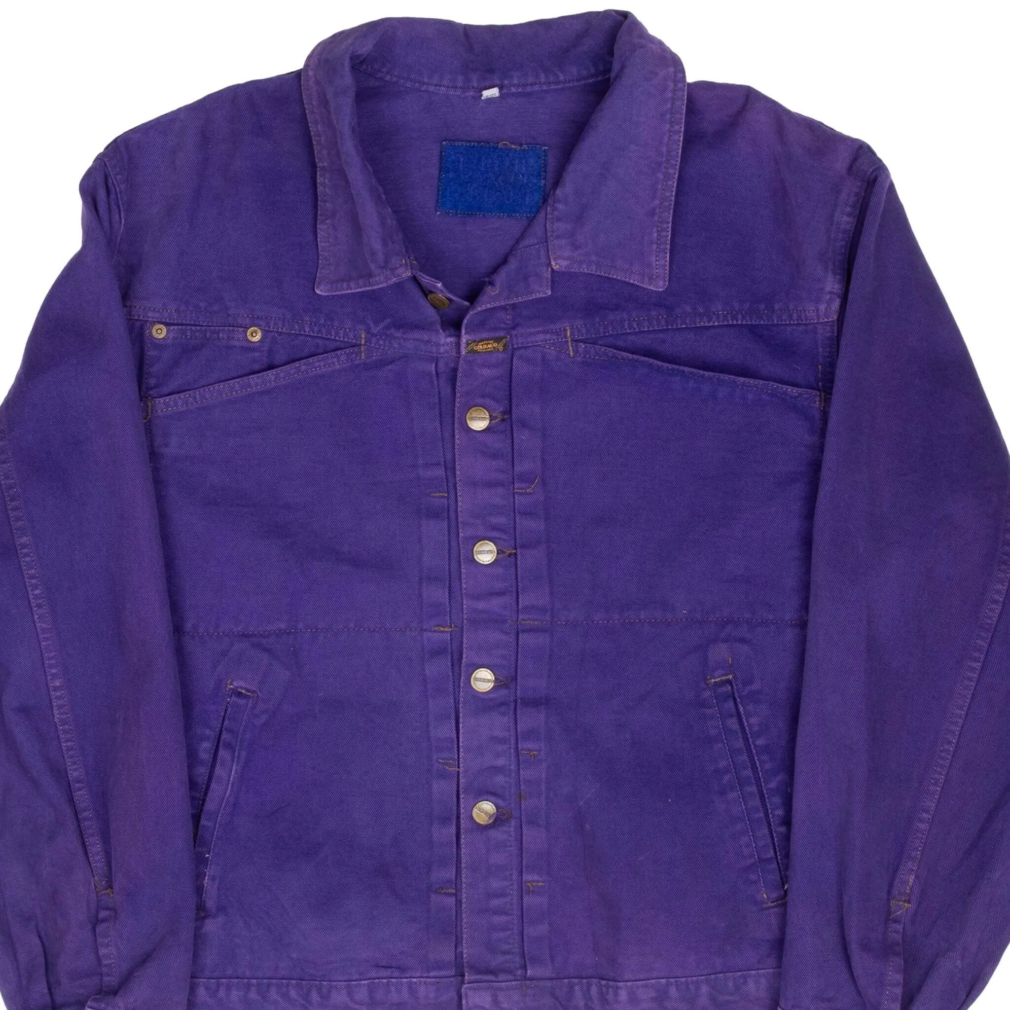 VINTAGE MARITHE FRANCOIS GIRBAUD PURPLE PLEATED 1990S DENIM JACKET LARGE USA