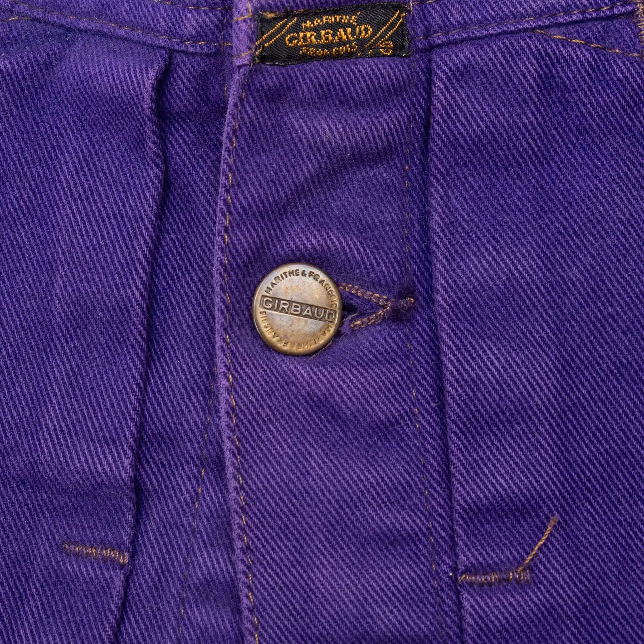 VINTAGE MARITHE FRANCOIS GIRBAUD PURPLE PLEATED 1990S DENIM JACKET LARGE USA