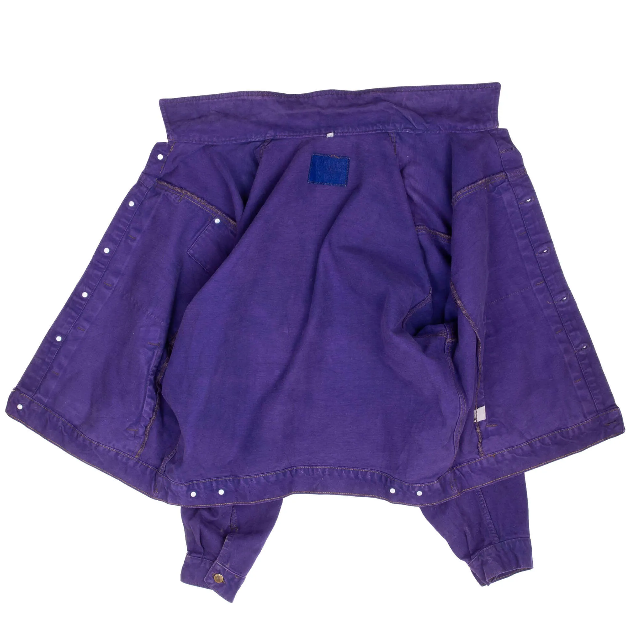 VINTAGE MARITHE FRANCOIS GIRBAUD PURPLE PLEATED 1990S DENIM JACKET LARGE USA