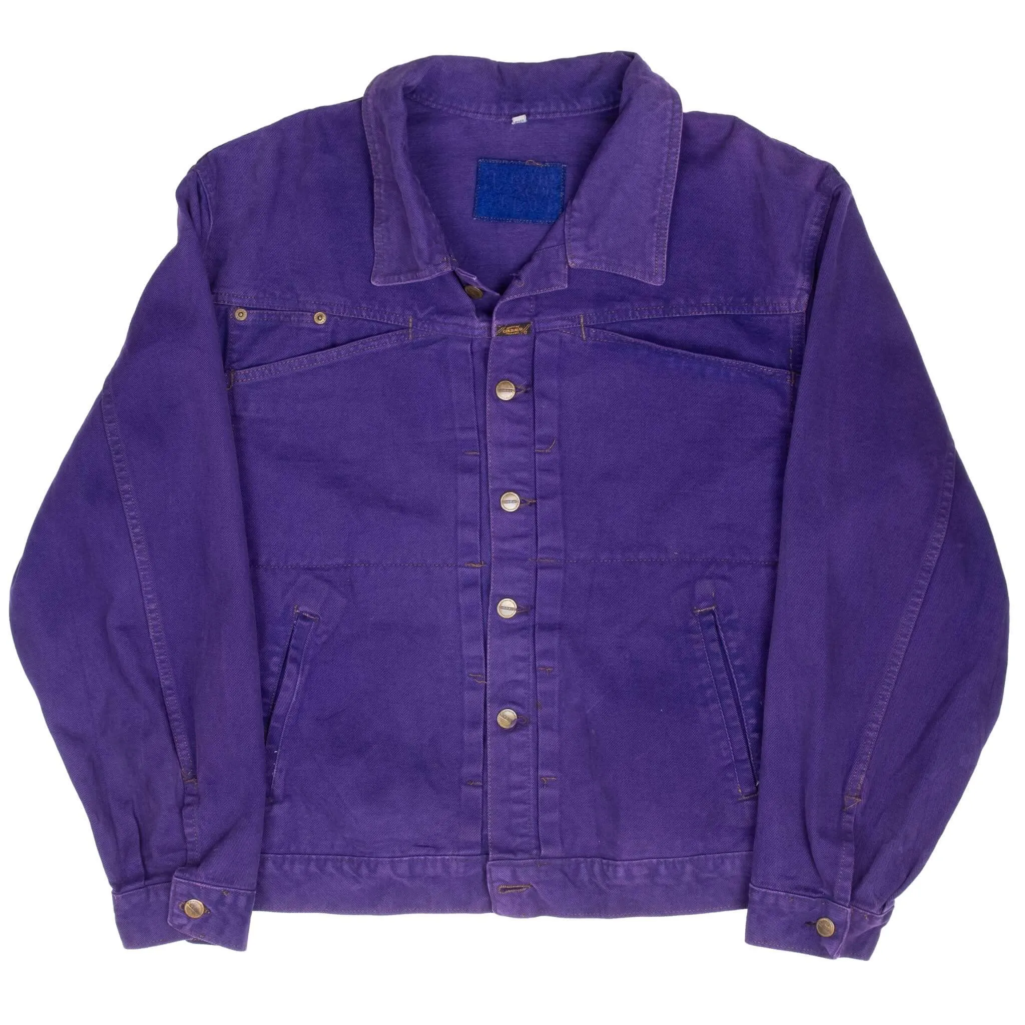 VINTAGE MARITHE FRANCOIS GIRBAUD PURPLE PLEATED 1990S DENIM JACKET LARGE USA