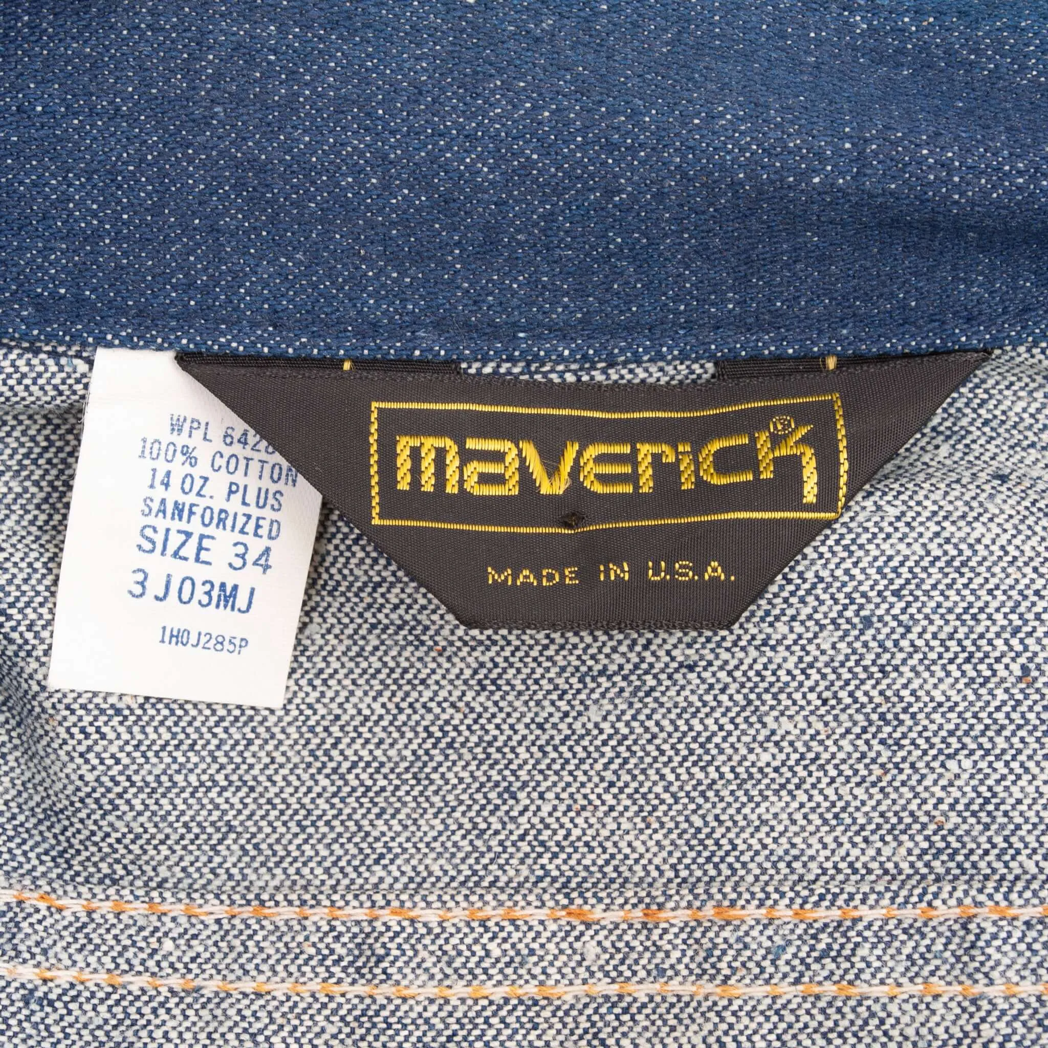VINTAGE MAVERICK BLUE BELL DENIM JACKET 3J03MJ 1970S SIZE 34 MADE USA DEADSTOCK