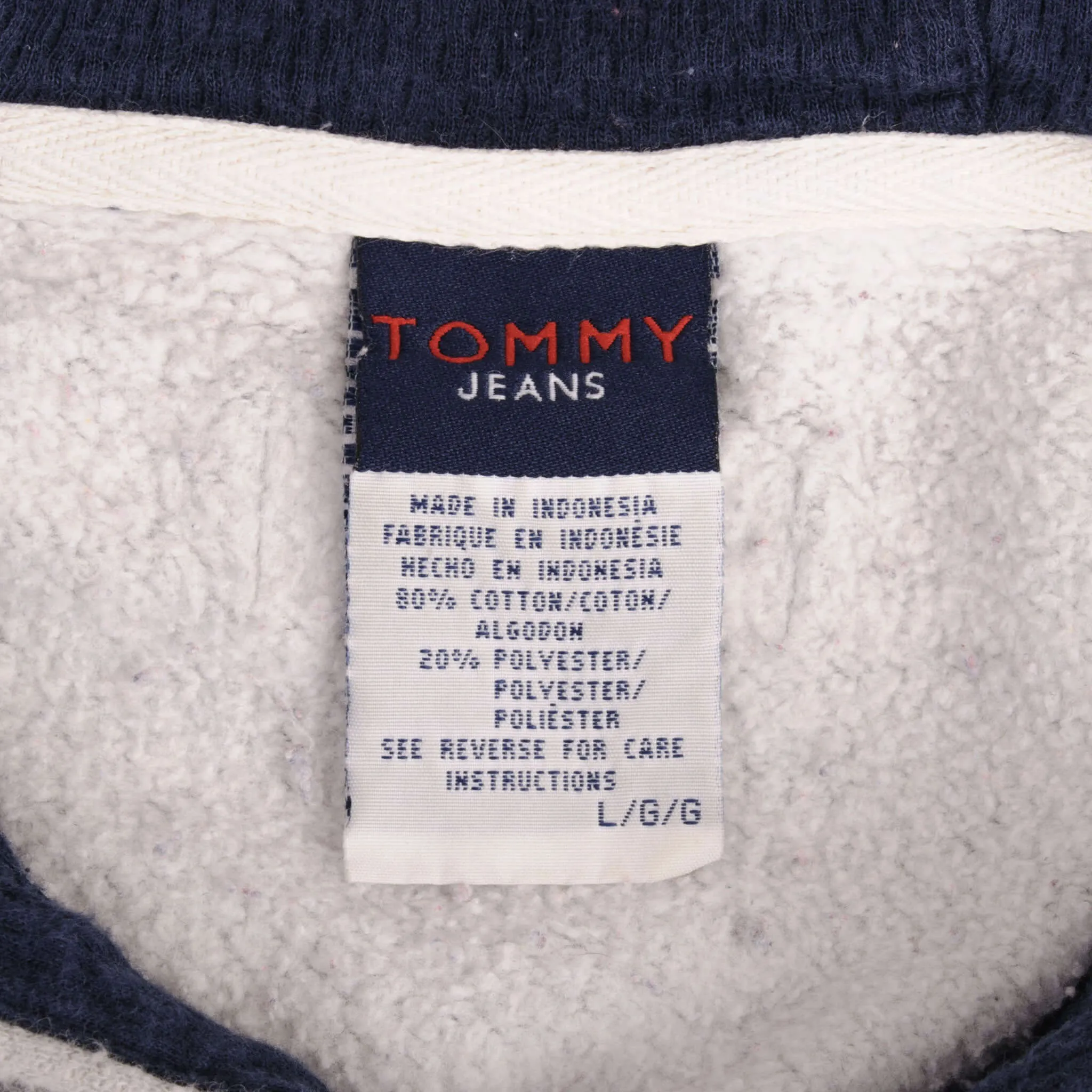 VINTAGE TOMMY HILFIGER JEANS EMBROIDERED GREY HOODIE SWEATSHIRT SIZE LARGE