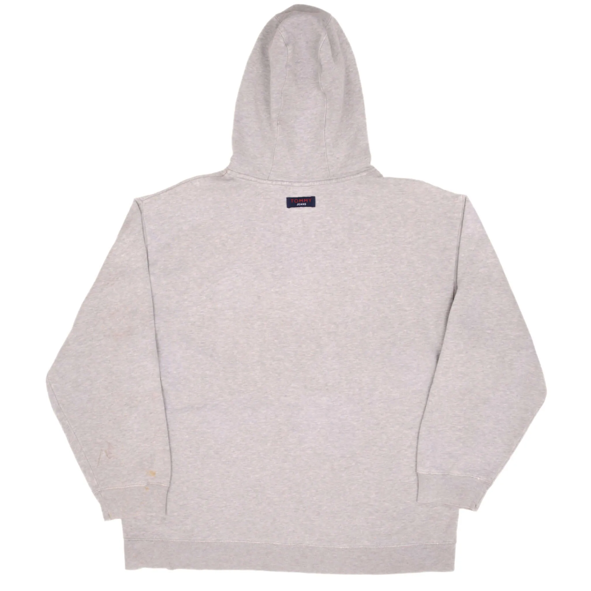 VINTAGE TOMMY HILFIGER JEANS EMBROIDERED GREY HOODIE SWEATSHIRT SIZE LARGE