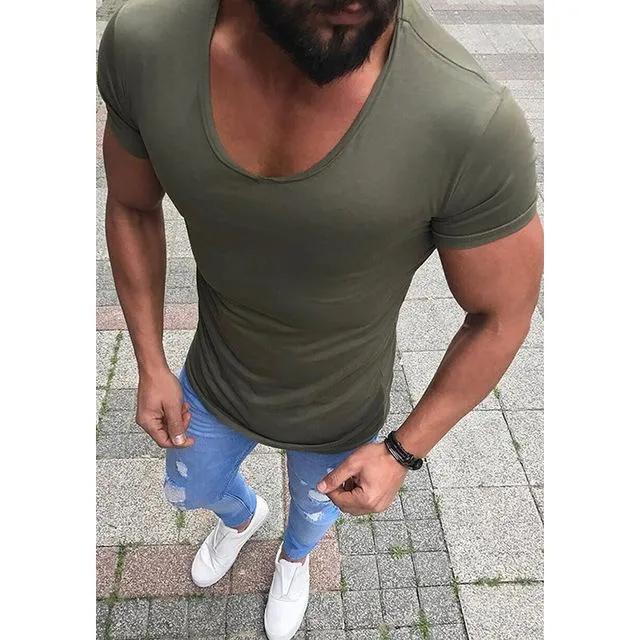 West Louis™ Low Neck Skinny Fitness T-Shirt