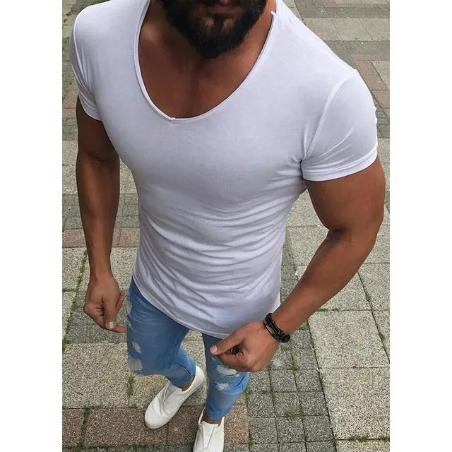 West Louis™ Low Neck Skinny Fitness T-Shirt