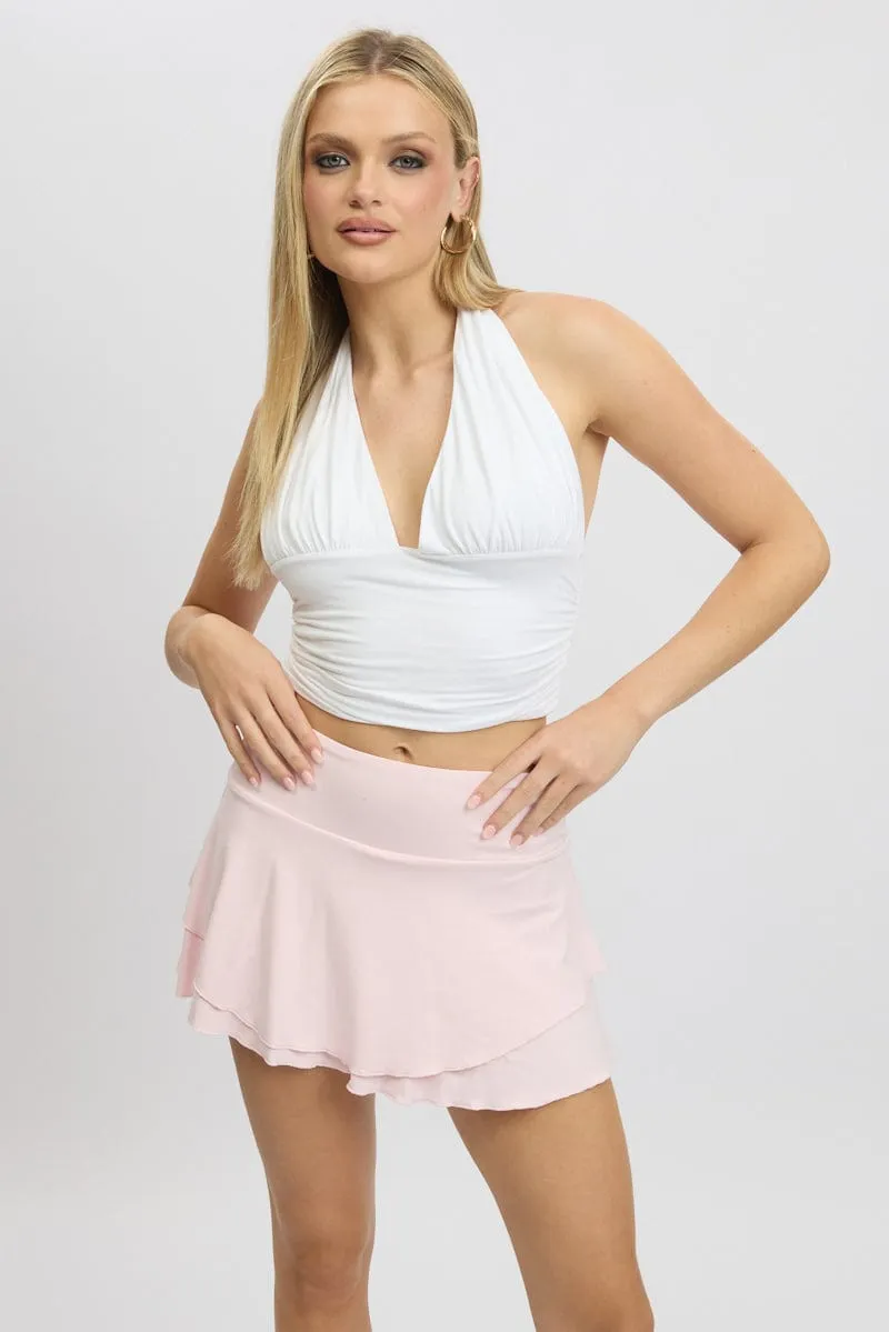 White Halter Neck Top