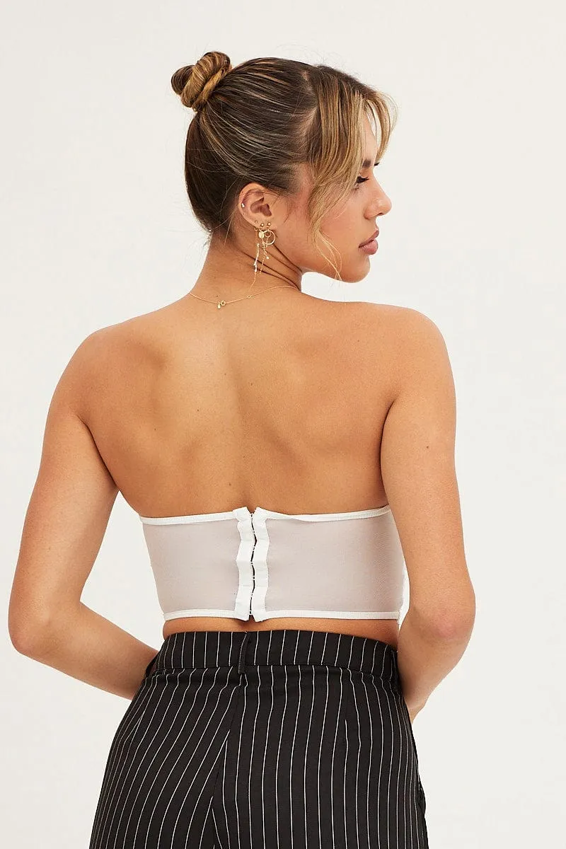 White Lace Embroidery Corset Top Lingerie