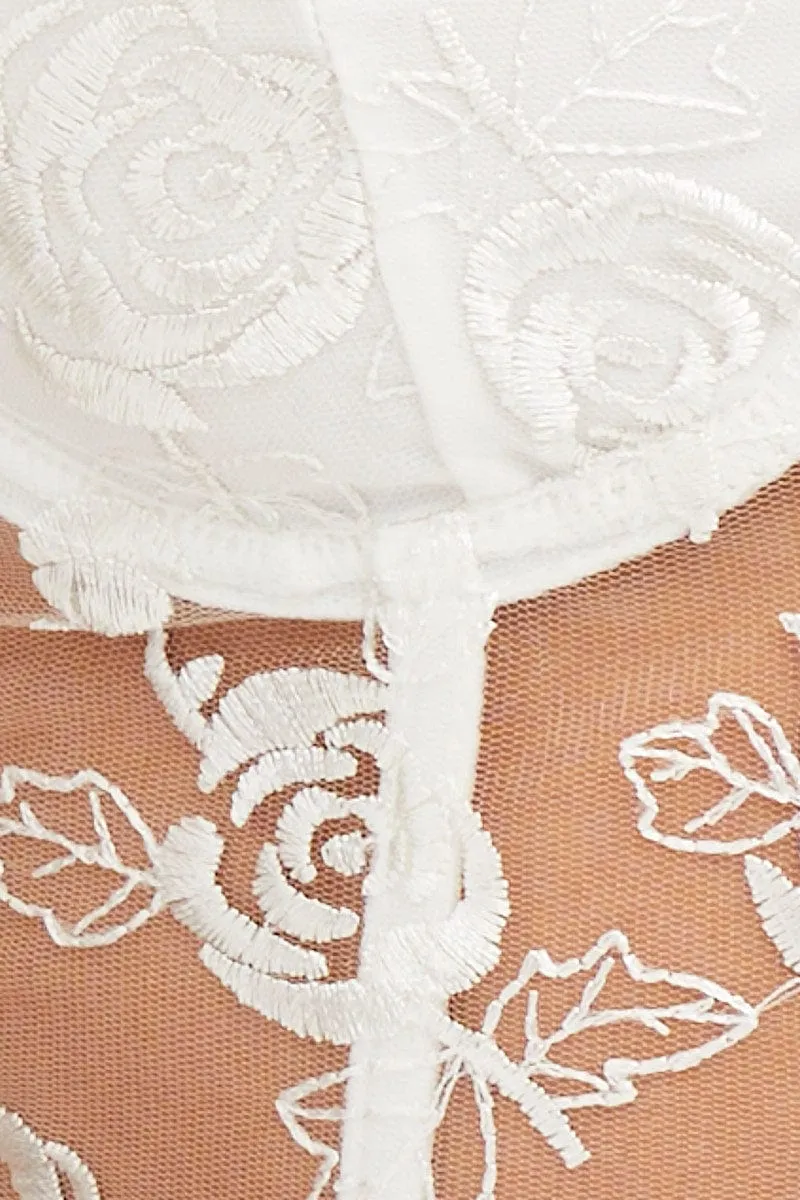 White Lace Embroidery Corset Top Lingerie