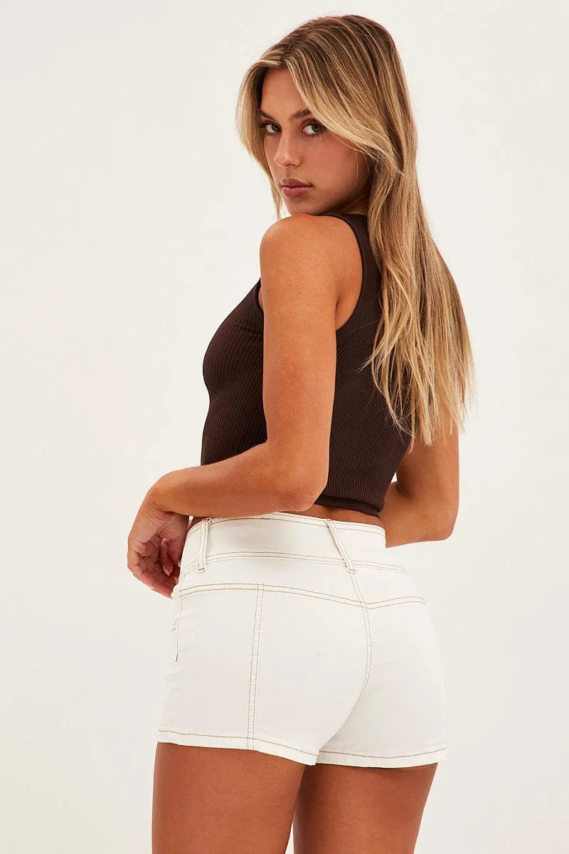 White Low Waist Denim Shorts