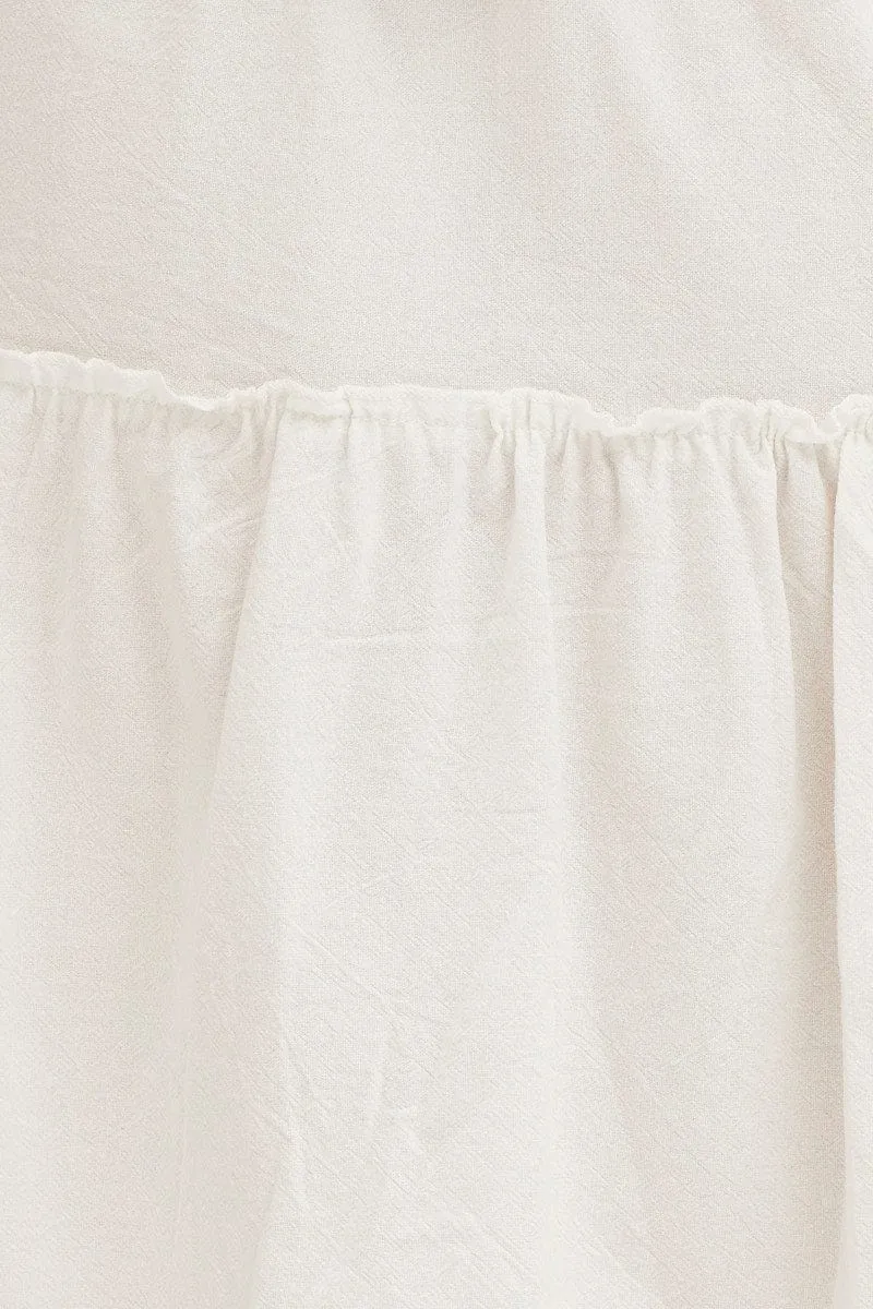 White Tiered Midi Skirt