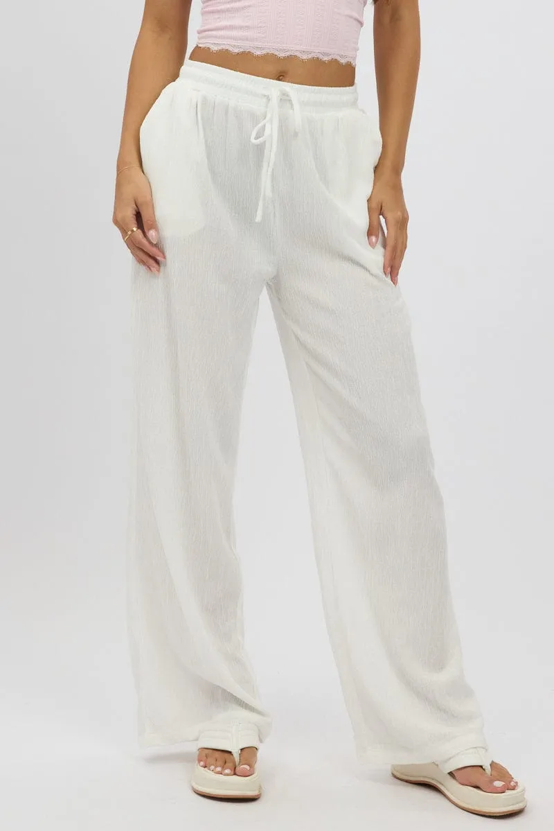 White Wide Leg Pants Elasticated Waist
