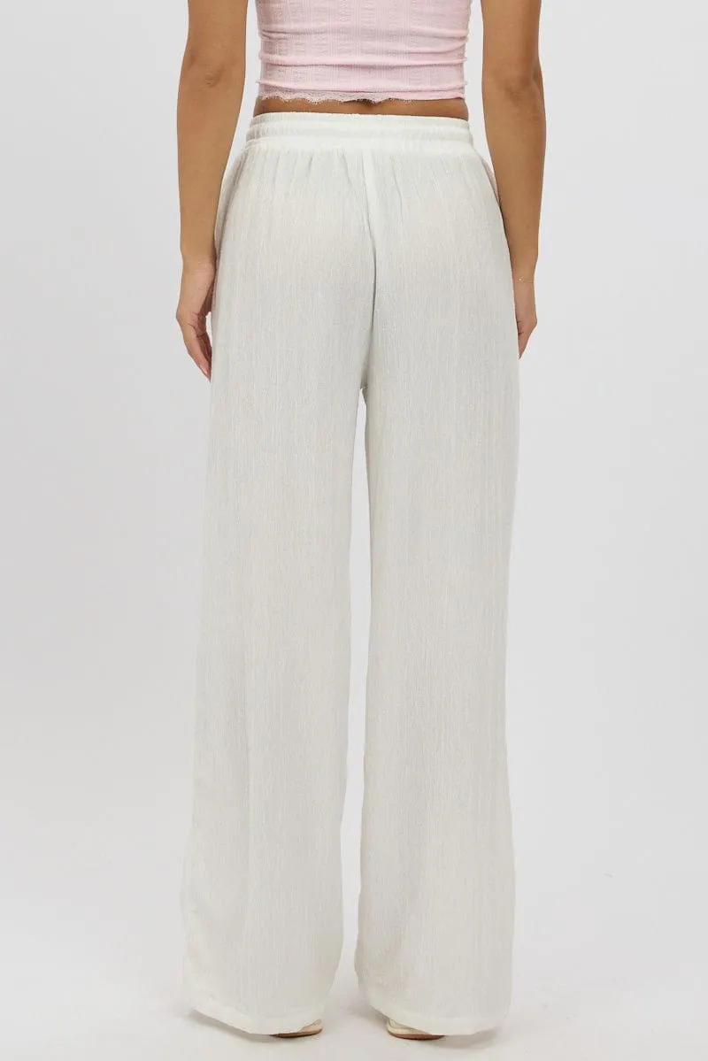 White Wide Leg Pants Elasticated Waist